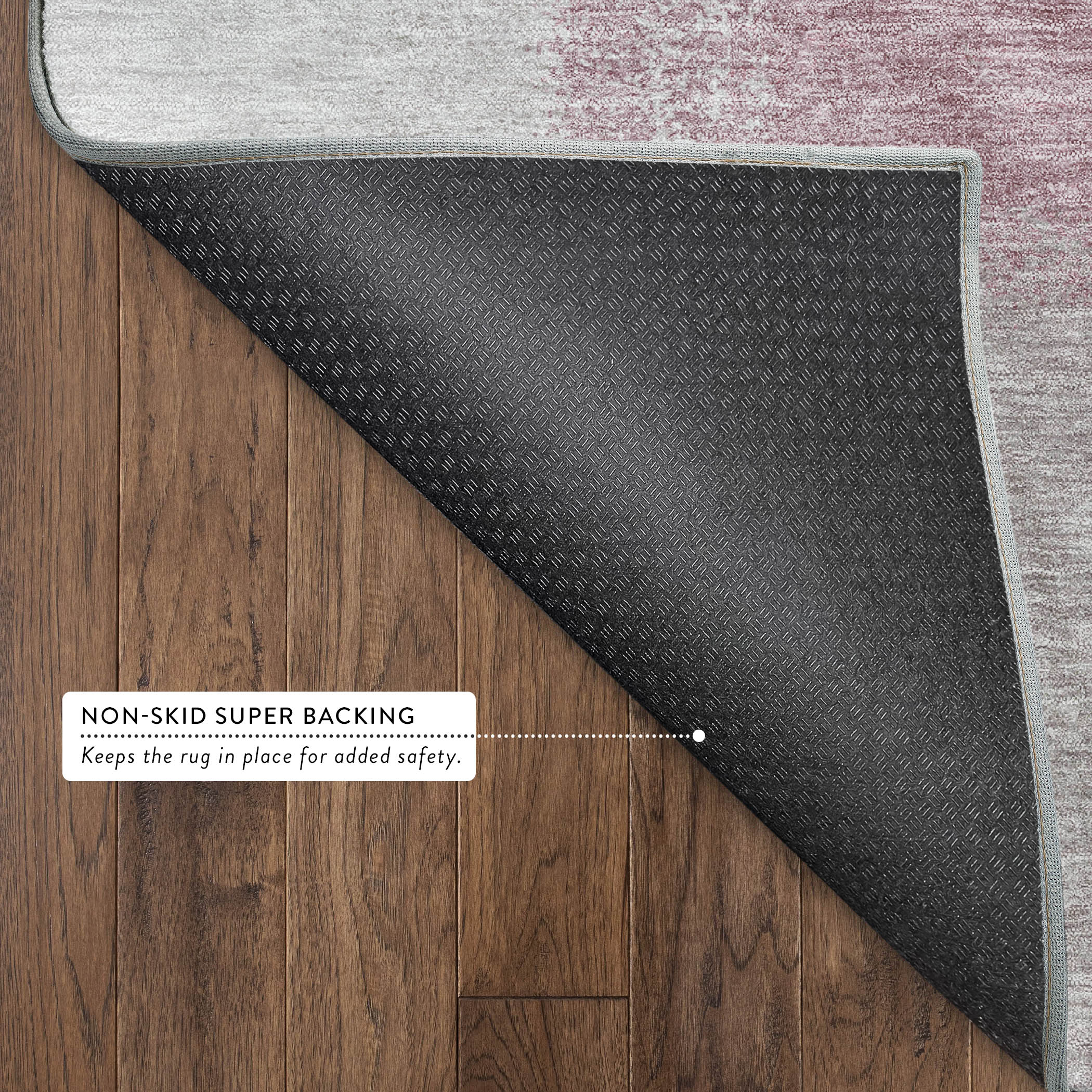 Prague Machine Washable Contemporary Blush Pink Rug 1'8" x 2'6" #shape_Rectangle
