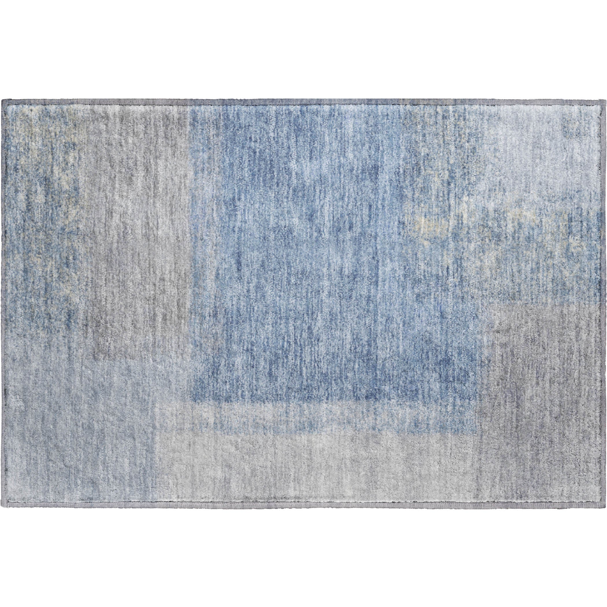 Prague Machine Washable Contemporary Denim Blue Rug 1'8" x 2'6" #shape_Rectangle