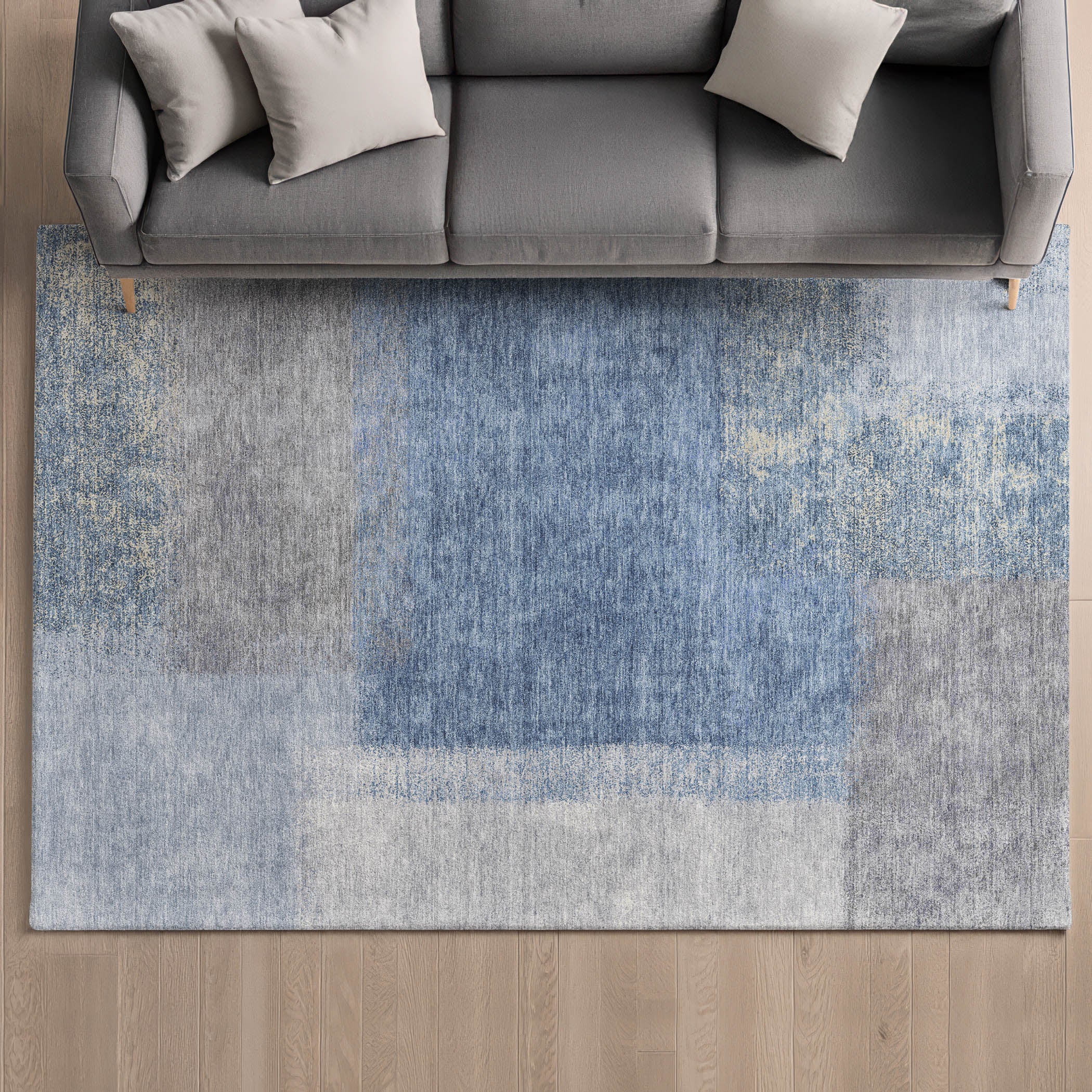 Prague Machine Washable Contemporary Denim Blue Rug 3' x 5' #shape_Rectangle