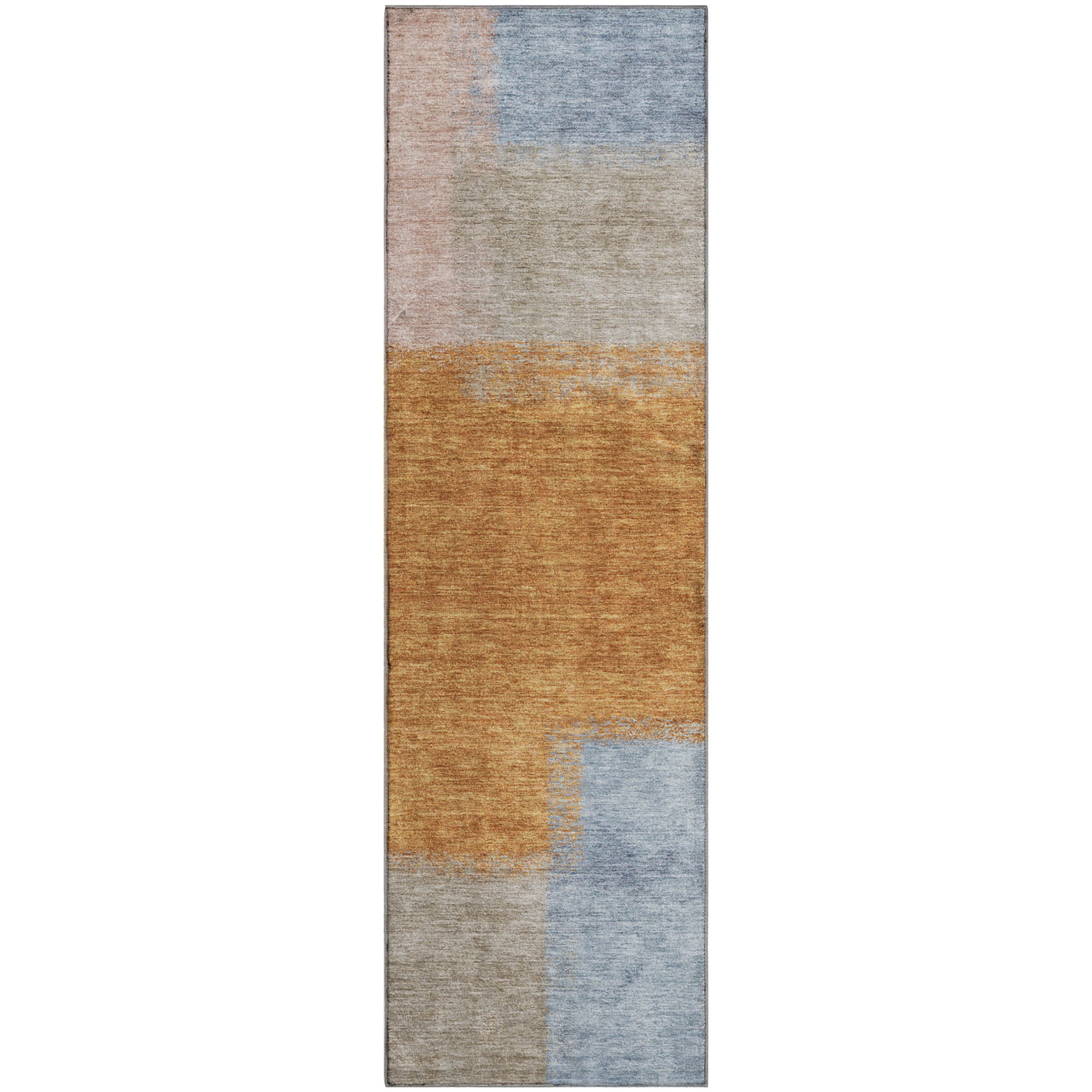 Prague Machine Washable Contemporary Rust Orange Rug 2'3" x 7'6" #shape_Runner