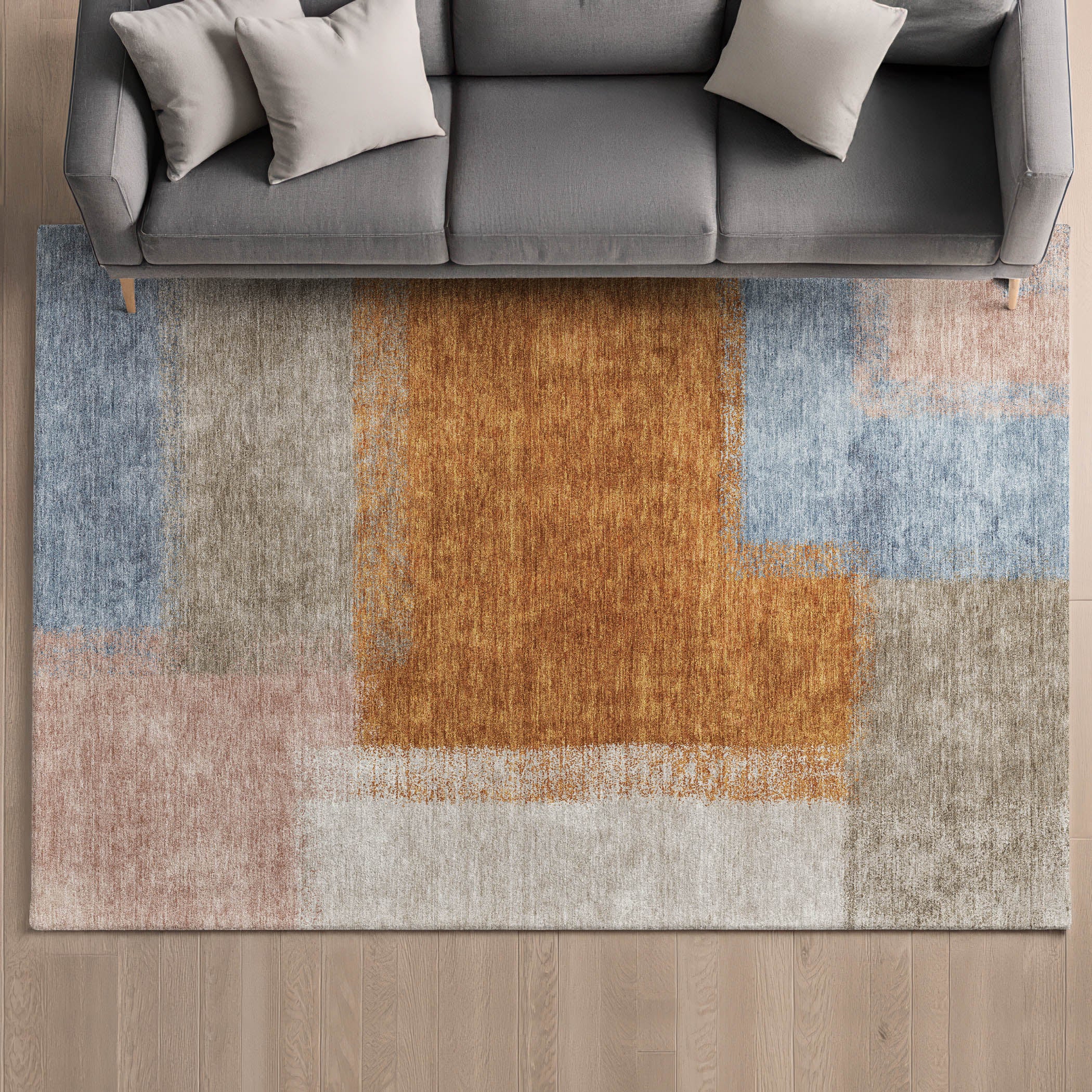 Prague Machine Washable Contemporary Rust Orange Rug 3' x 5' #shape_Rectangle