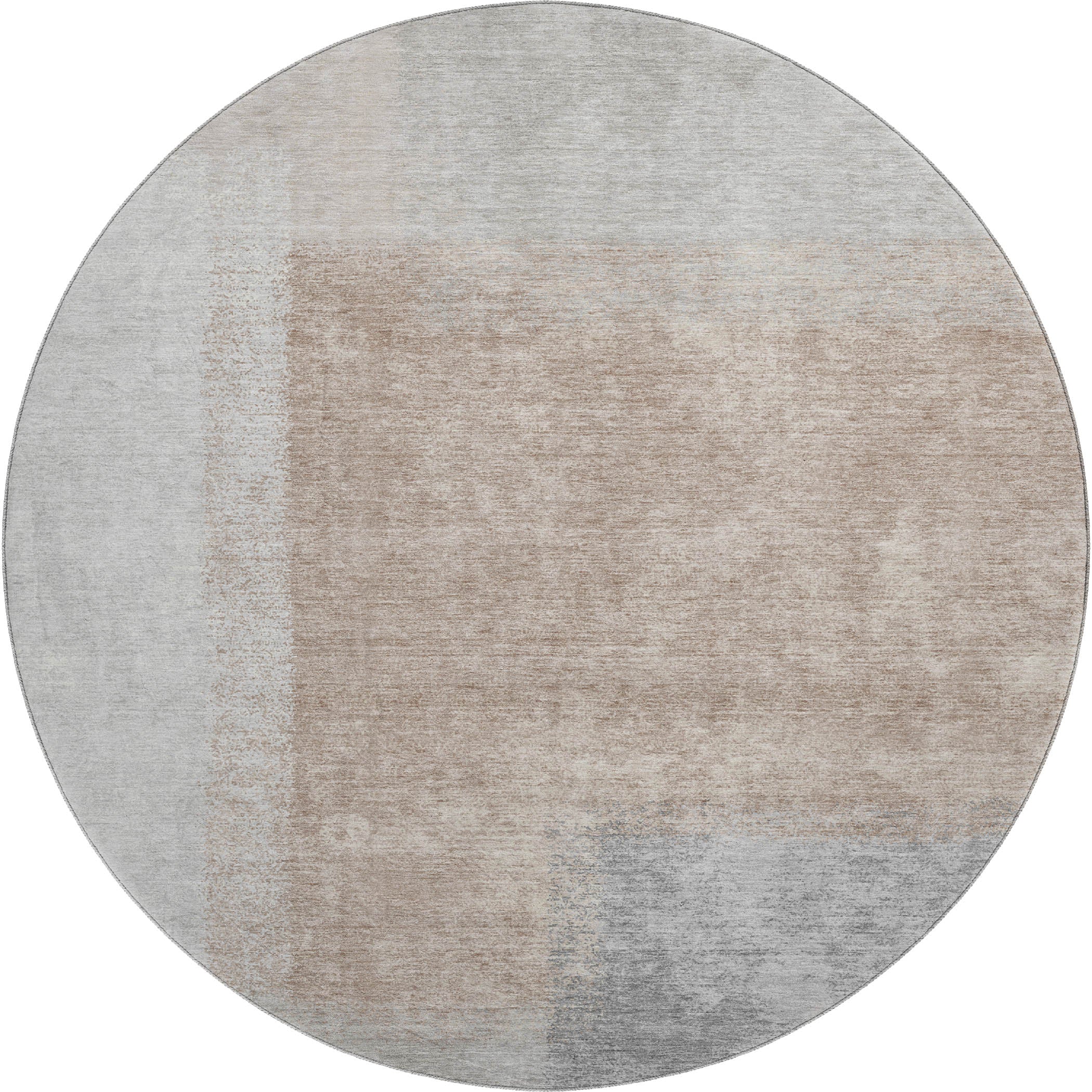 Prague Machine Washable Contemporary Taupe Brown Rug 8' x 8' #shape_Round