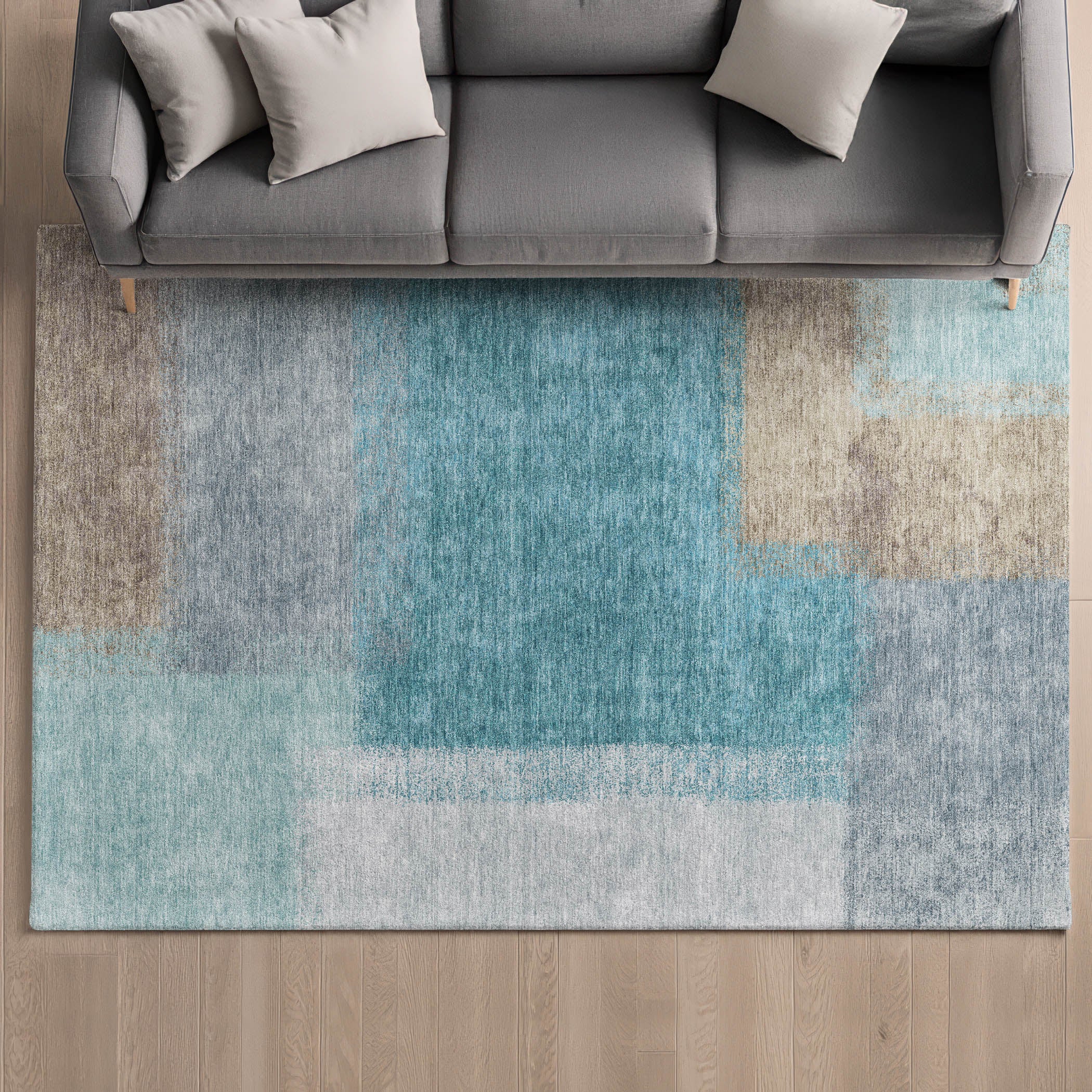 Prague Machine Washable Contemporary Teal Rug 3' x 5' #shape_Rectangle