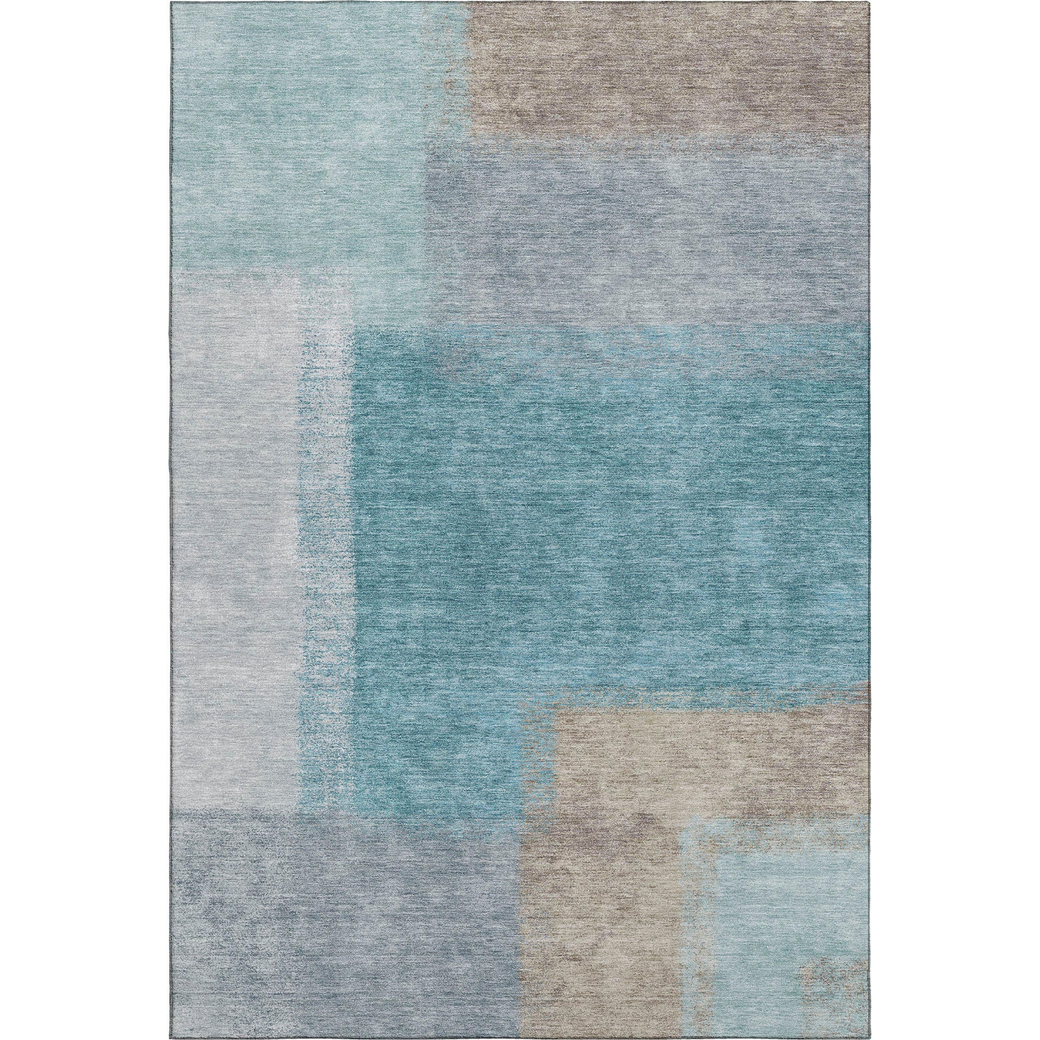 Prague Machine Washable Contemporary Teal Rug 3' x 5' #shape_Rectangle