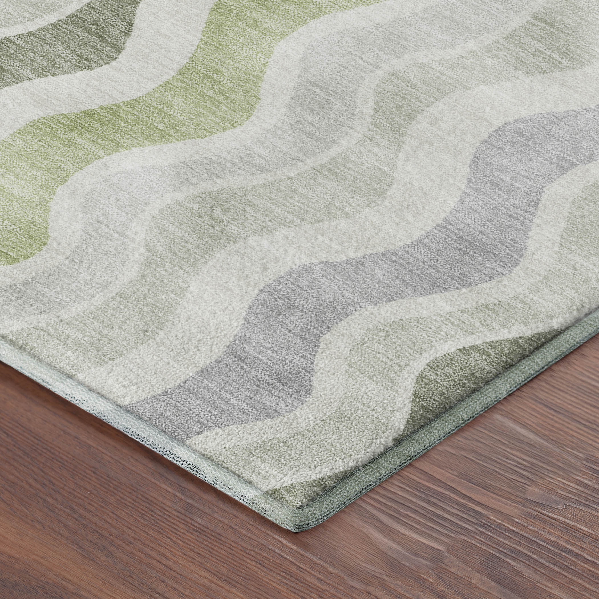 Florence Machine Washable Transitional Aloe Green Rug 1'8" x 2'6" #shape_Rectangle