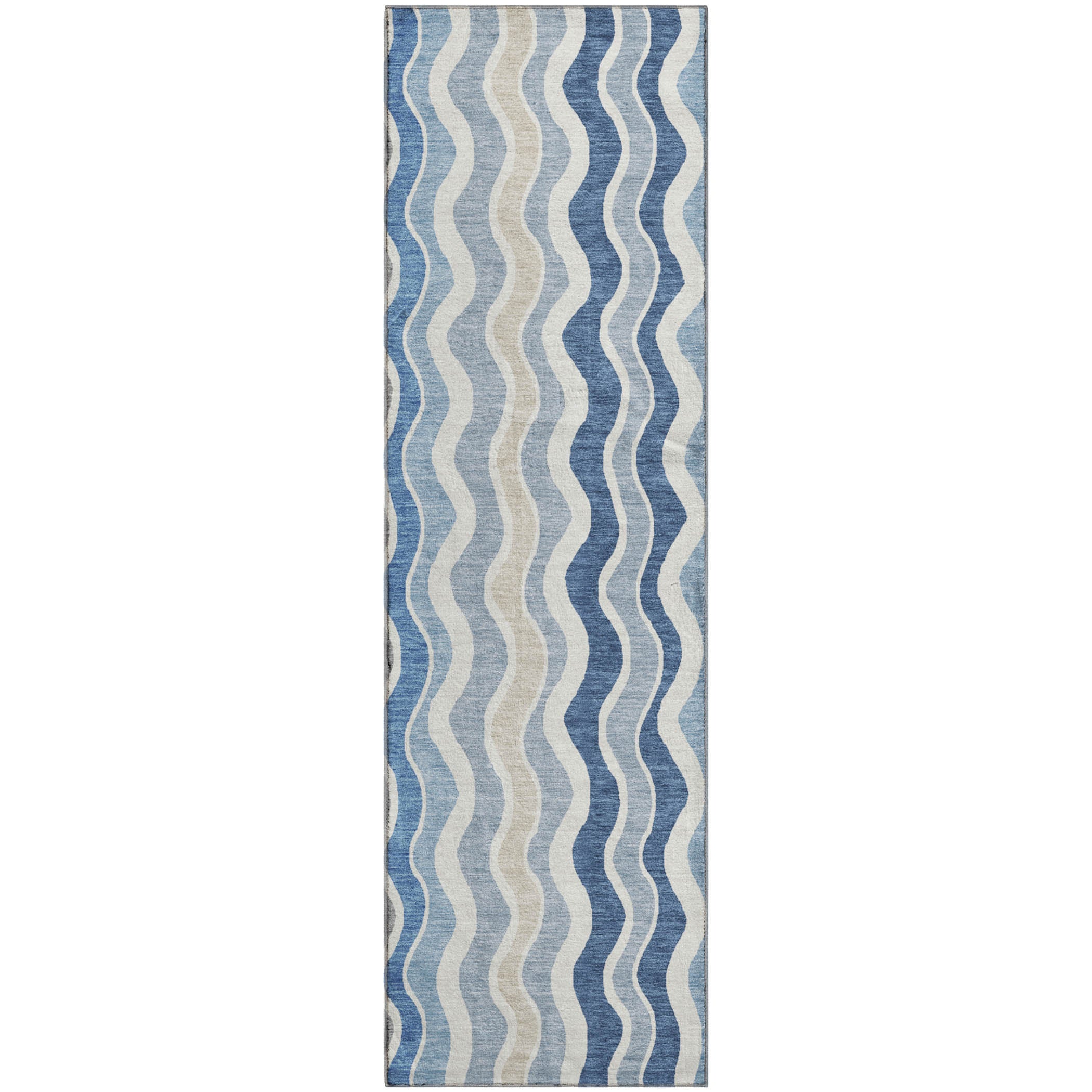 Florence Machine Washable Transitional Blue Rug 2'3" x 7'6" #shape_Runner