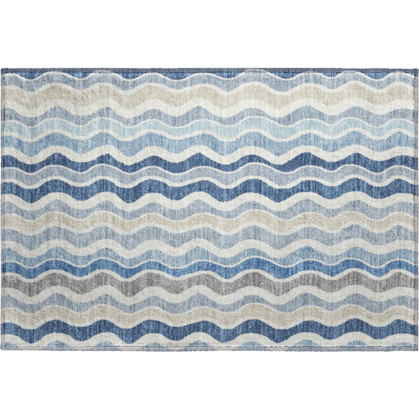 Florence Machine Washable Transitional Blue Rug 1'8" x 2'6"