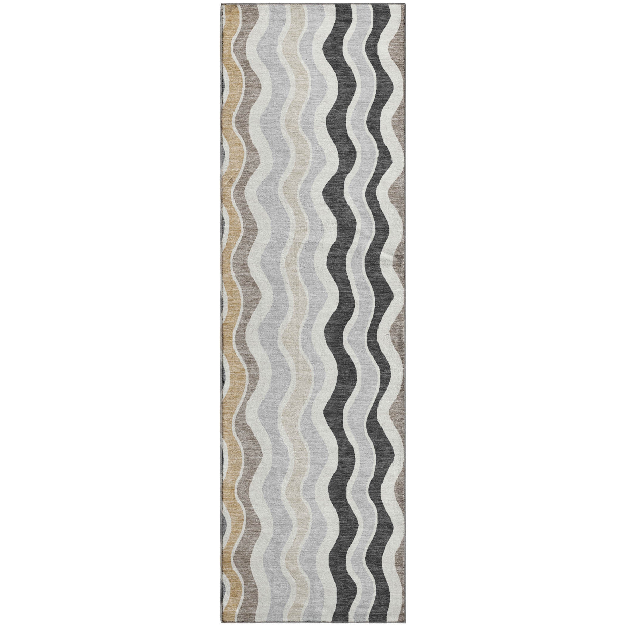 Florence Machine Washable Transitional Charcoal Gray Rug 2'3" x 7'6" #shape_Runner