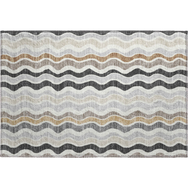 Florence Machine Washable Transitional Charcoal Gray Rug 1'8" x 2'6"