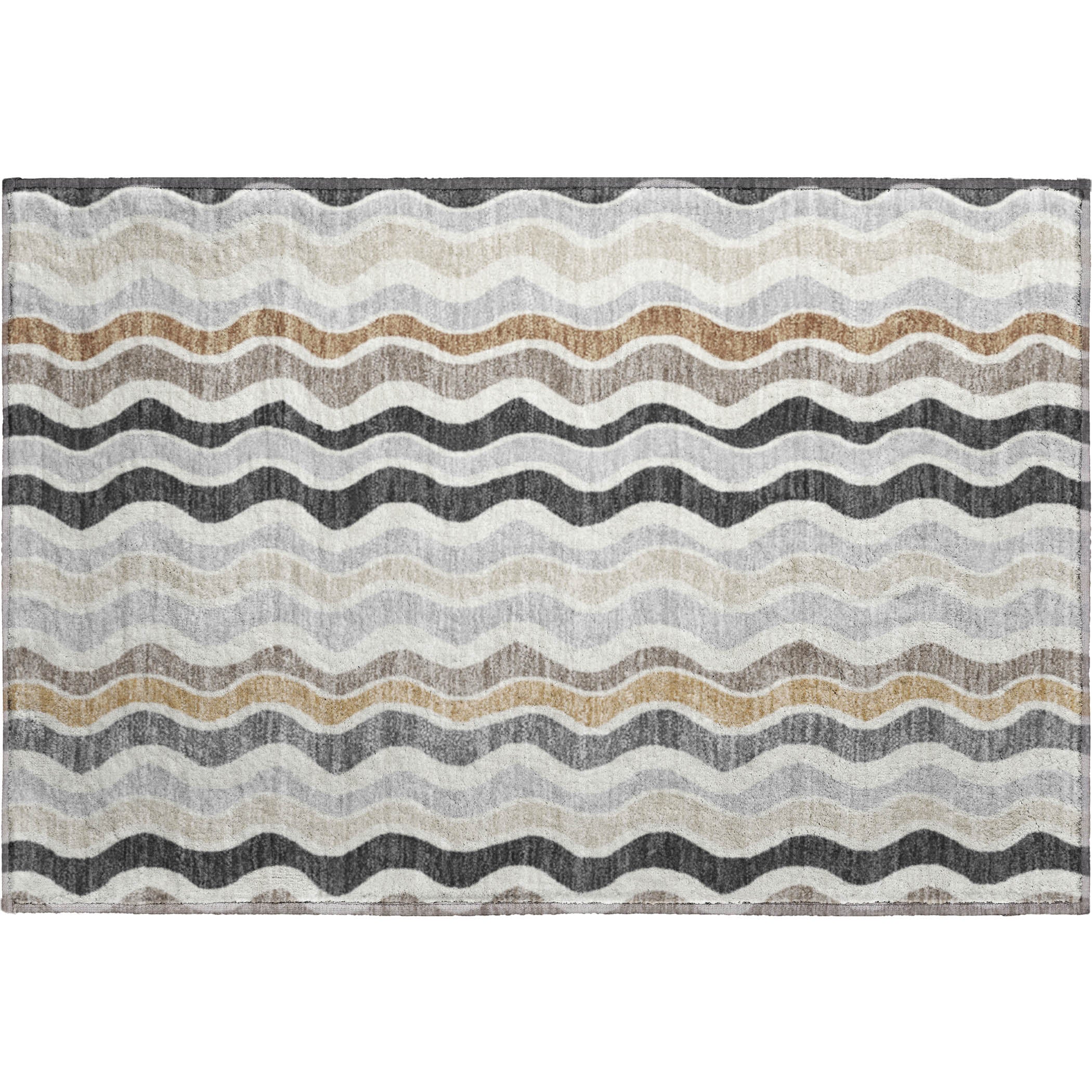 Florence Machine Washable Transitional Charcoal Gray Rug 1'8" x 2'6" #shape_Rectangle