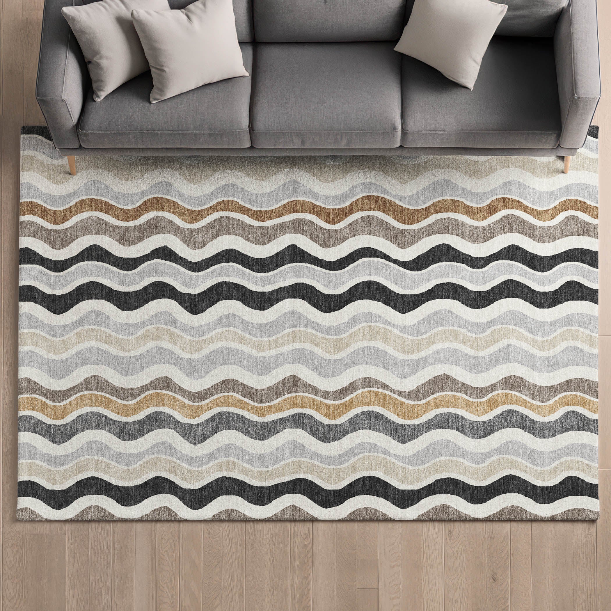 Florence Machine Washable Transitional Charcoal Gray Rug 3' x 5' #shape_Rectangle