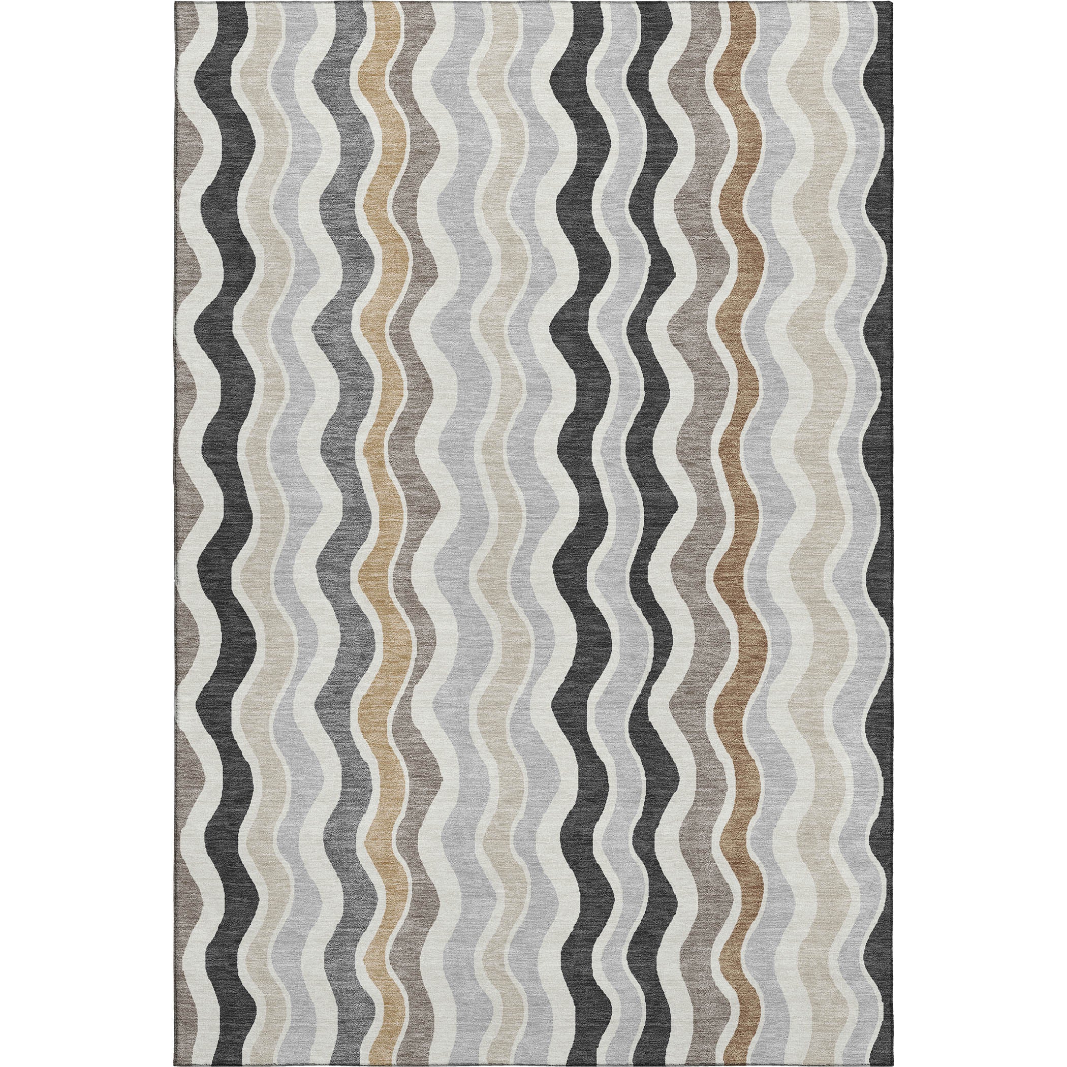 Florence Machine Washable Transitional Charcoal Gray Rug 3' x 5' #shape_Rectangle