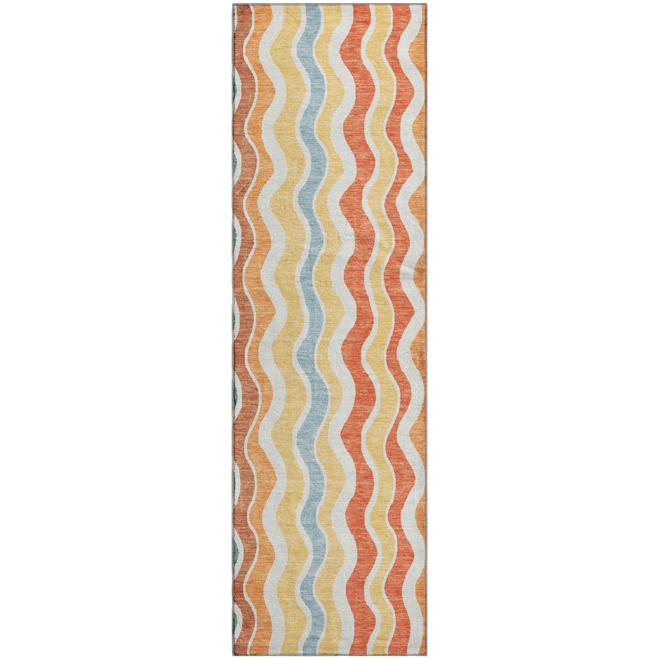 Florence Machine Washable Transitional Coral Orange Rug 2'3" x 7'6" #shape_Runner