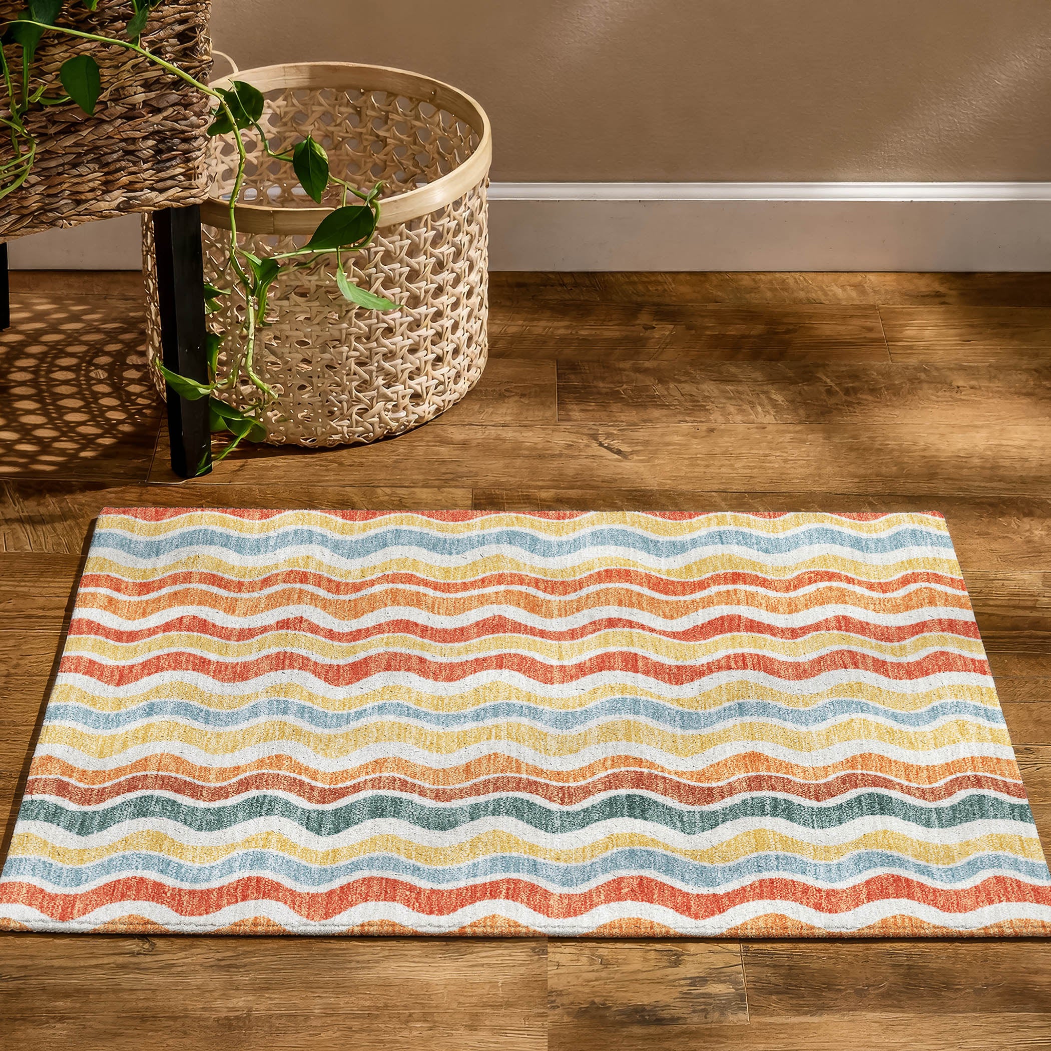 Florence Machine Washable Transitional Coral Orange Rug 1'8" x 2'6" #shape_Rectangle