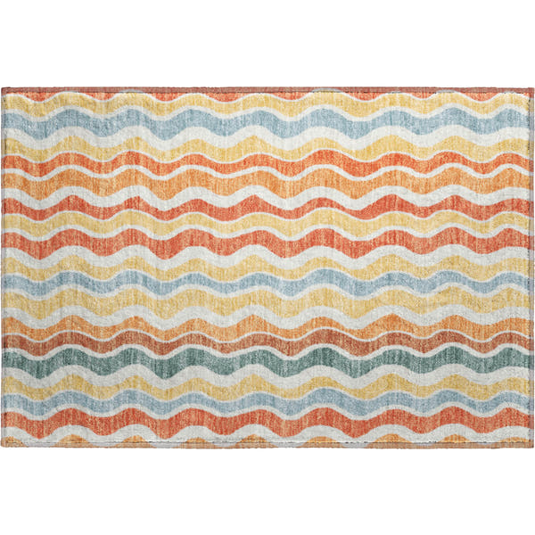 Florence Machine Washable Transitional Coral Orange Rug 1'8" x 2'6"