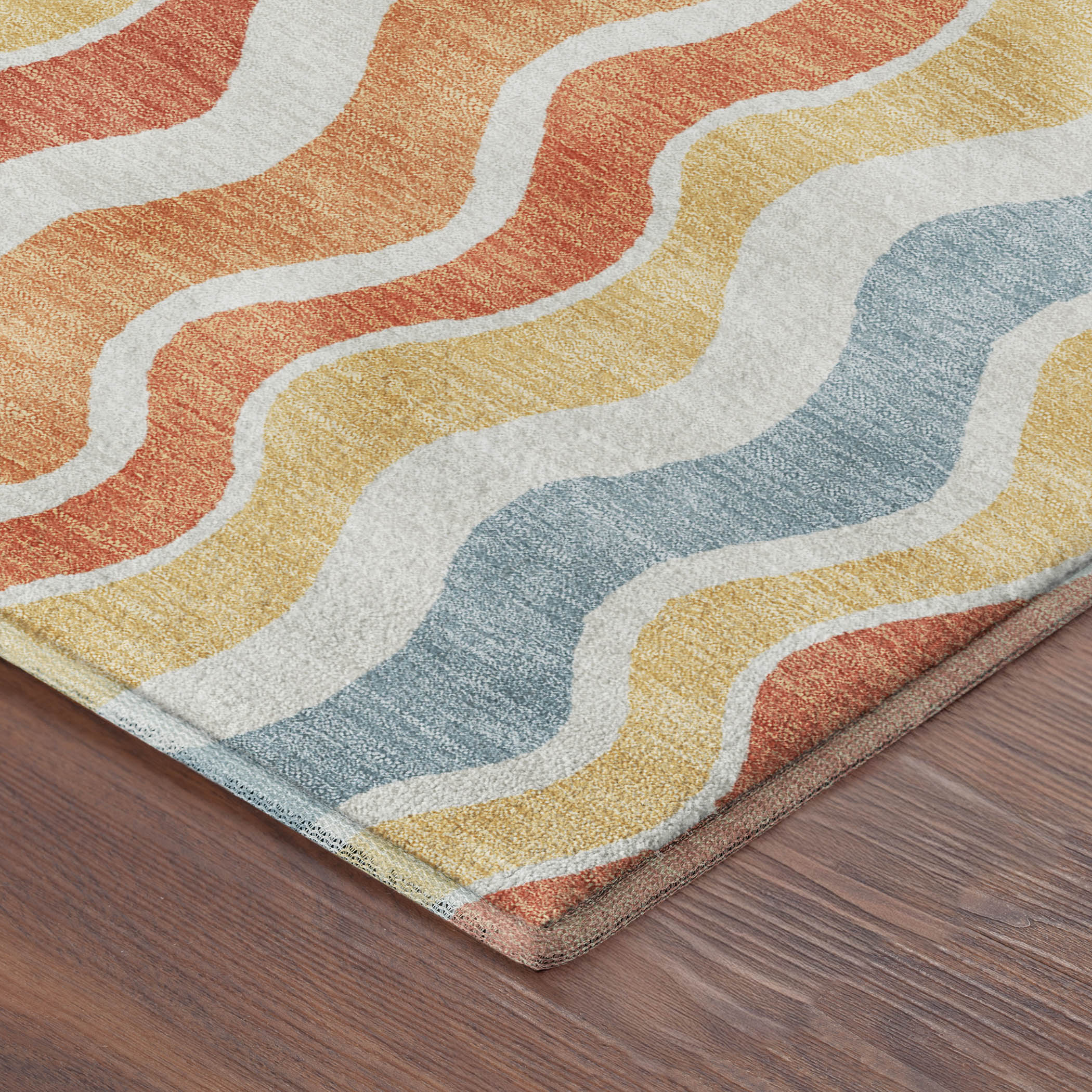 Florence Machine Washable Transitional Coral Orange Rug 1'8" x 2'6" #shape_Rectangle