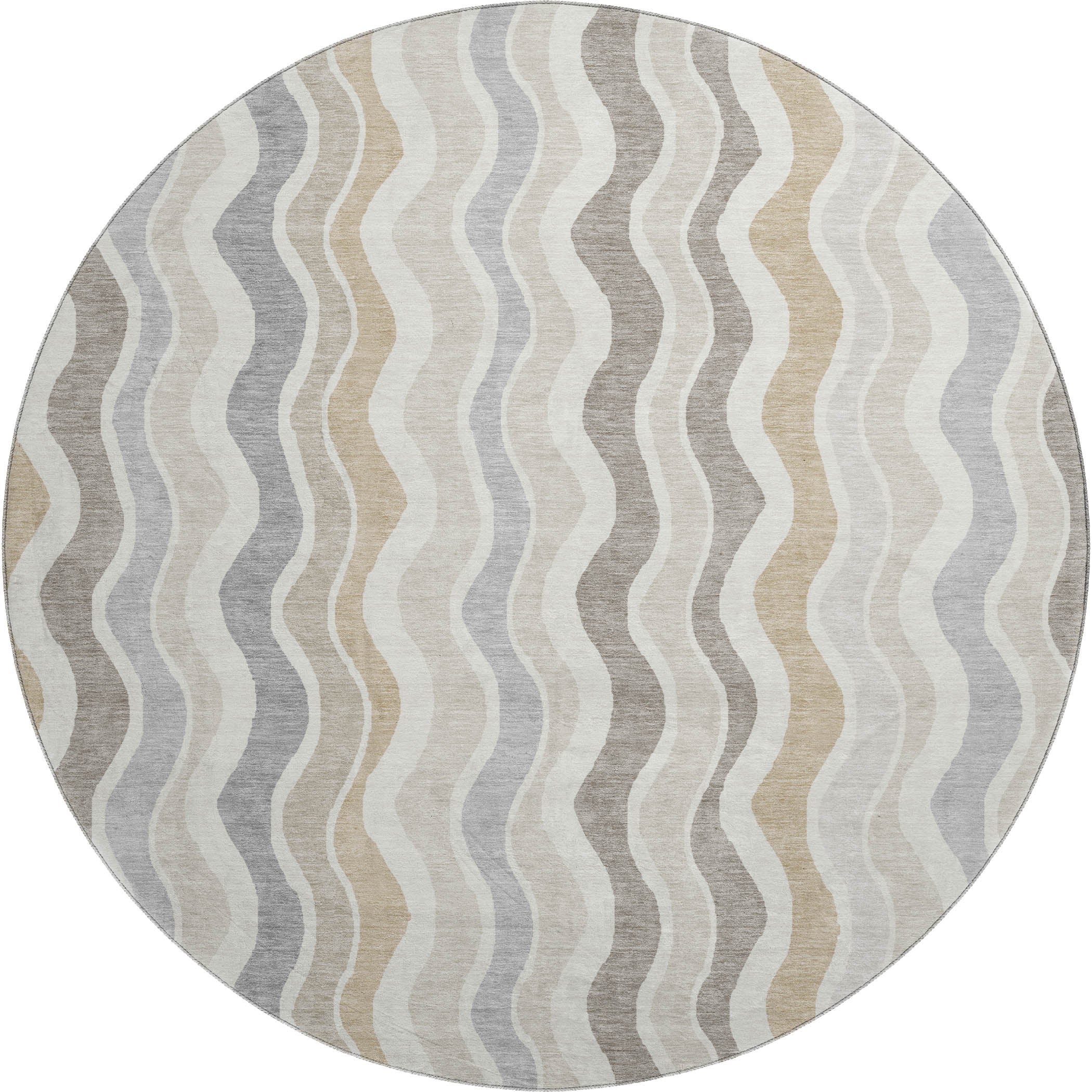 Florence Machine Washable Transitional Ivory Rug 8' x 8' #shape_Round