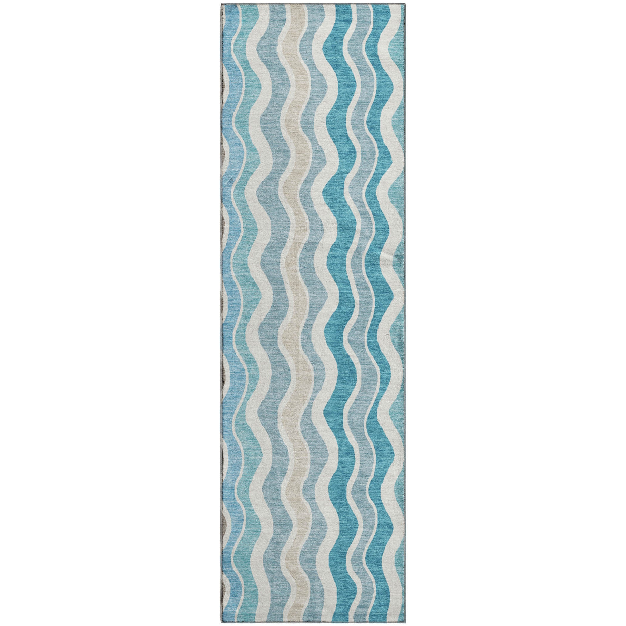Florence Machine Washable Transitional Teal Rug 2'3" x 7'6" #shape_Runner