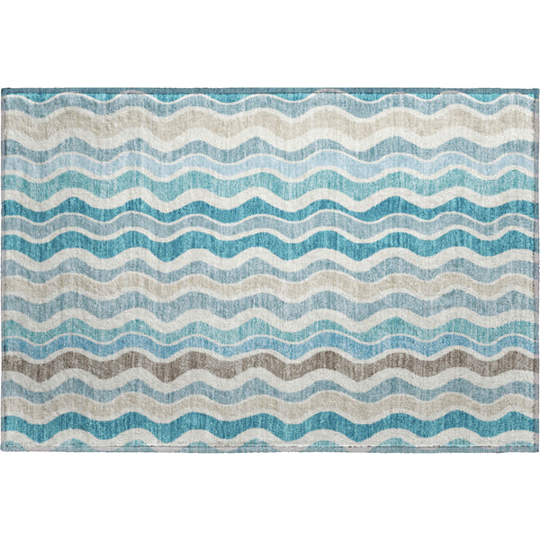 Florence Machine Washable Transitional Teal Rug 1'8" x 2'6"