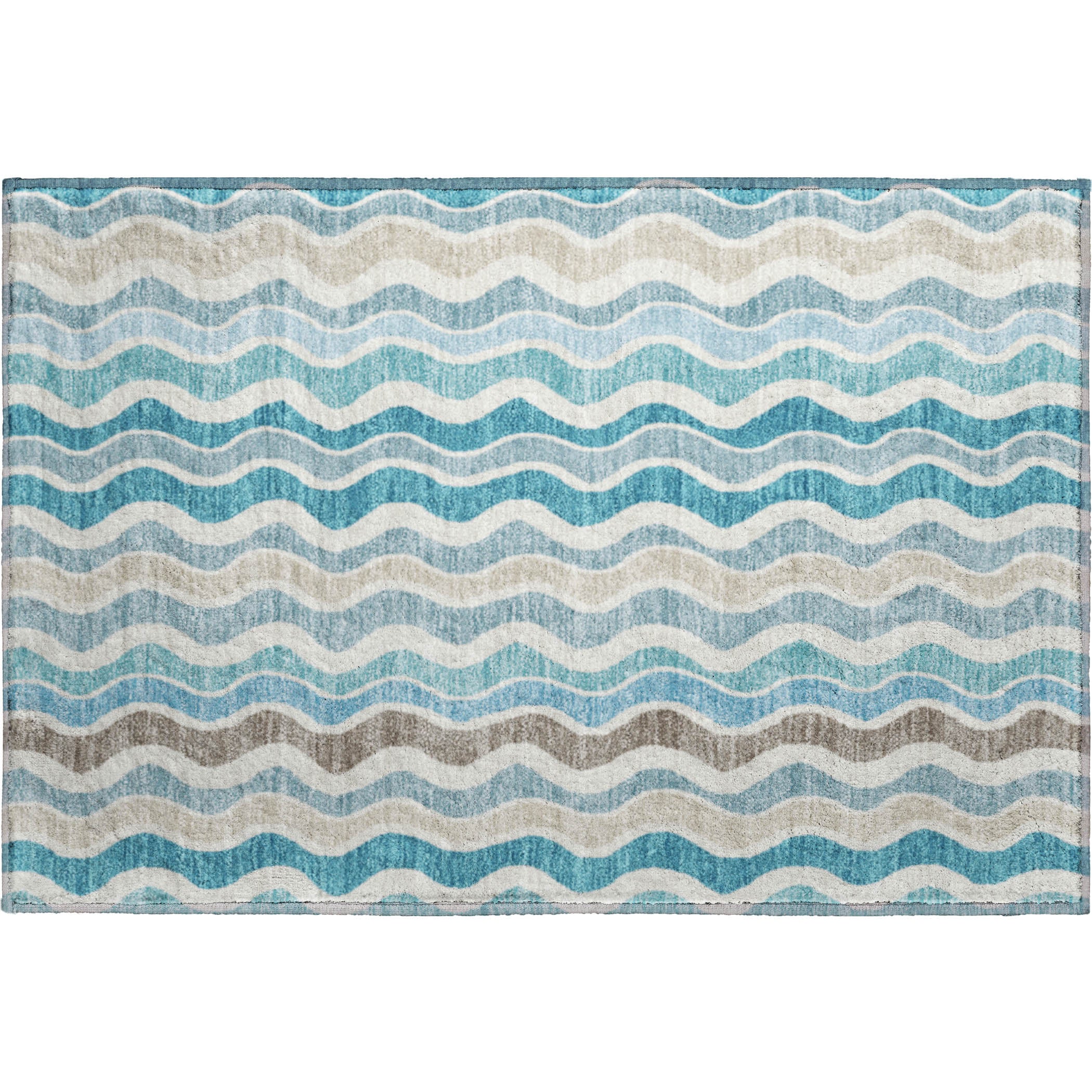 Florence Machine Washable Transitional Teal Rug 1'8" x 2'6" #shape_Rectangle