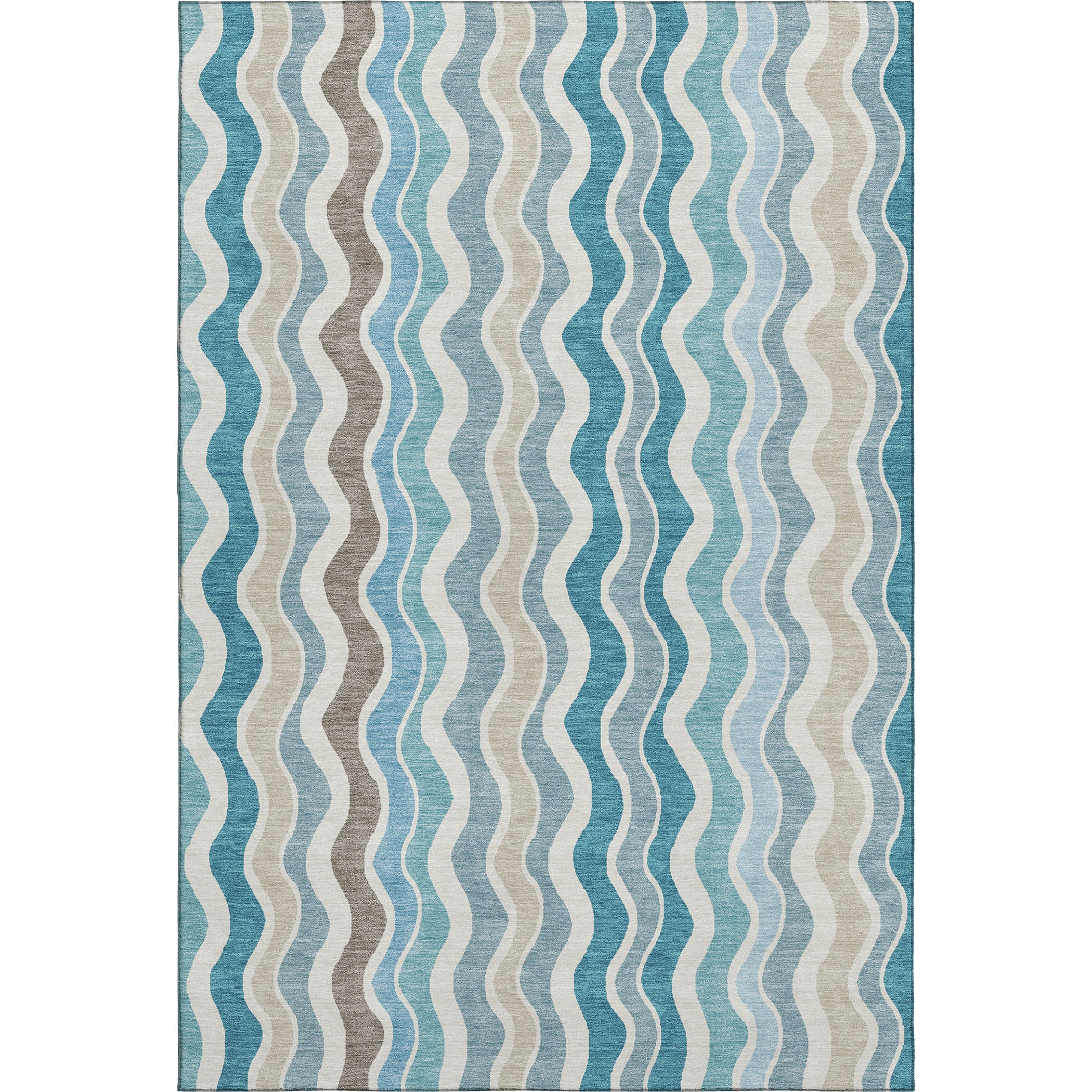 Florence Machine Washable Transitional Teal Rug 3' x 5' #shape_Rectangle