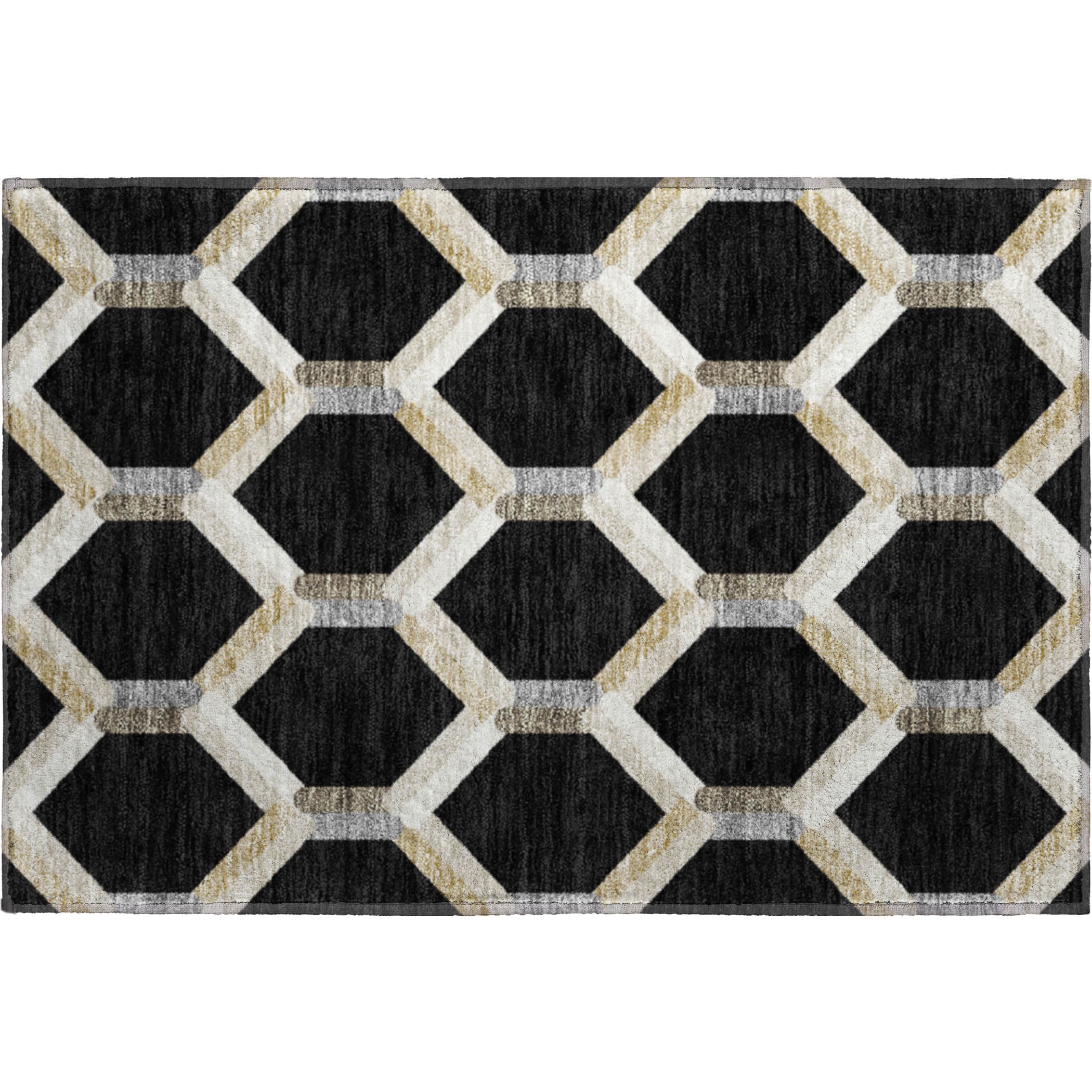 Ghent Machine Washable Transitional Black Rug 1'8" x 2'6" #shape_Rectangle