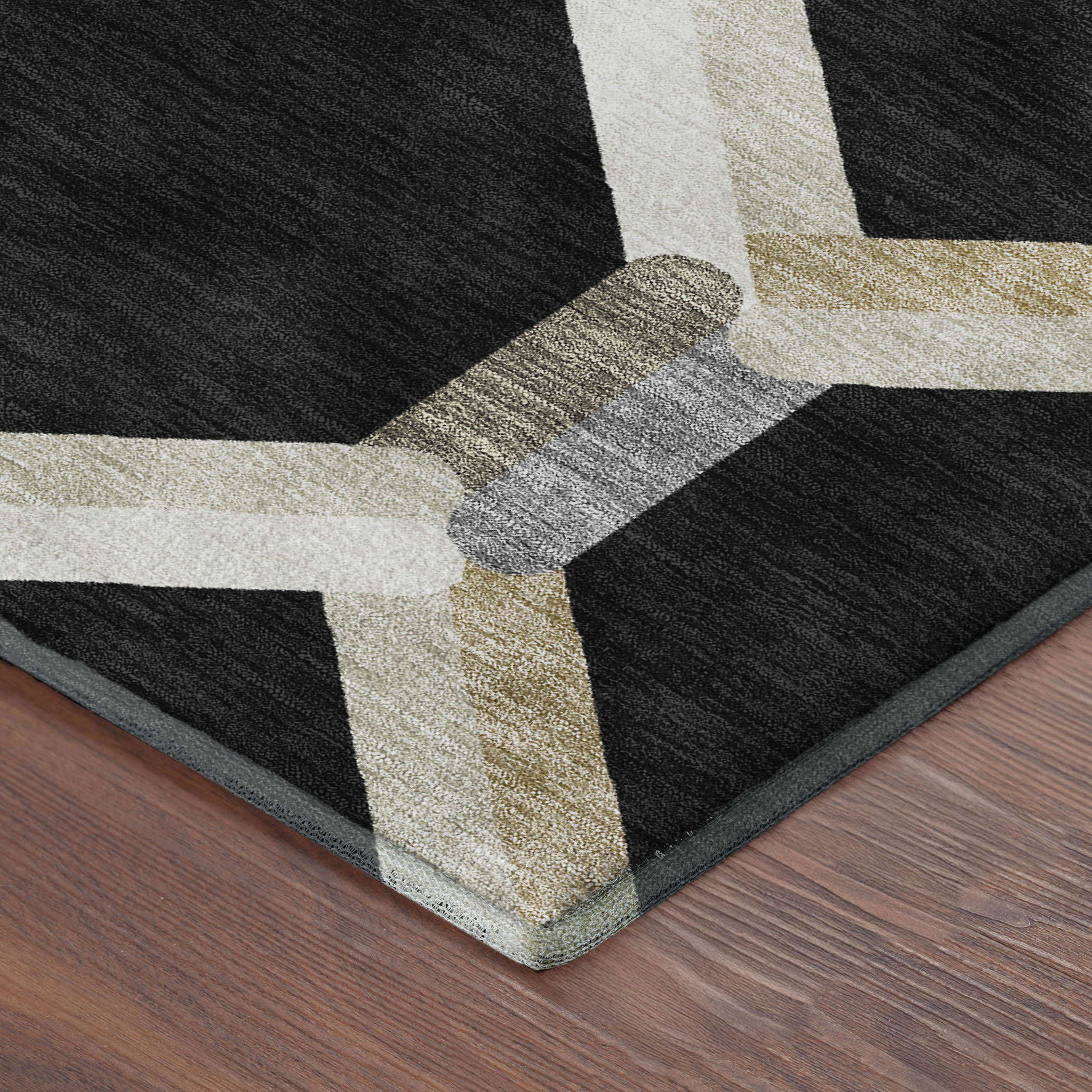 Ghent Machine Washable Transitional Black Rug 1'8" x 2'6" #shape_Rectangle