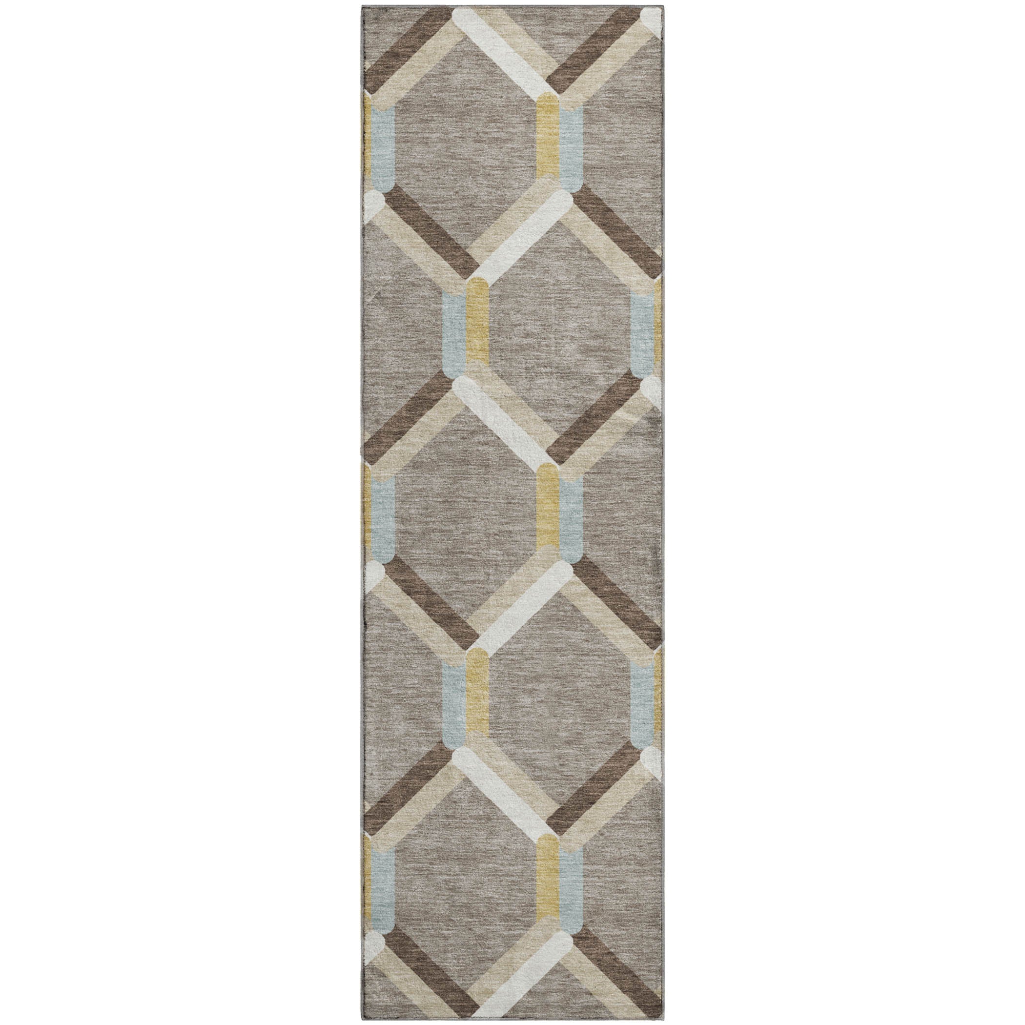 Ghent Machine Washable Transitional Brown Rug 2'3" x 7'6" #shape_Runner