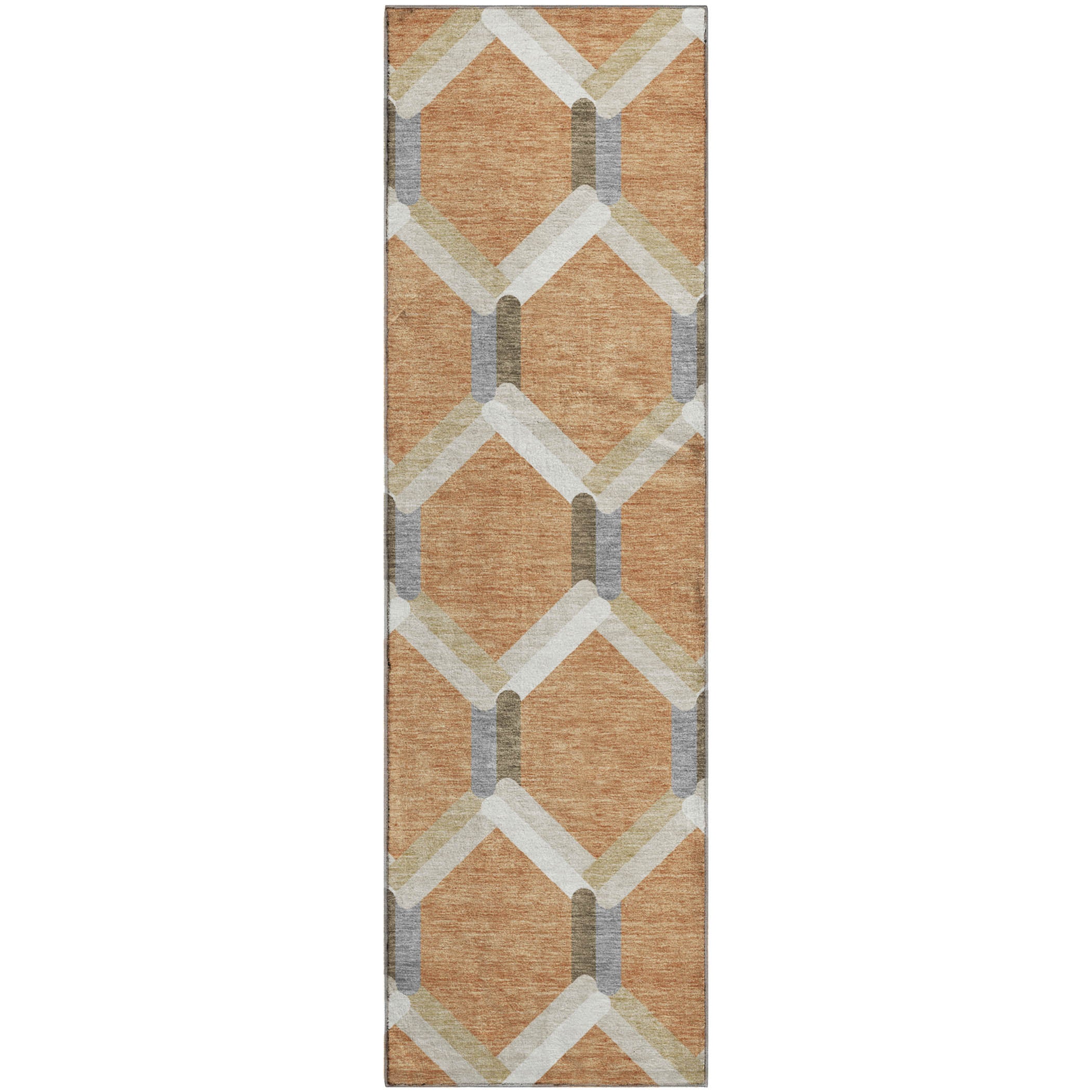 Ghent Machine Washable Transitional Copper Orange Rug 2'3" x 7'6" #shape_Runner