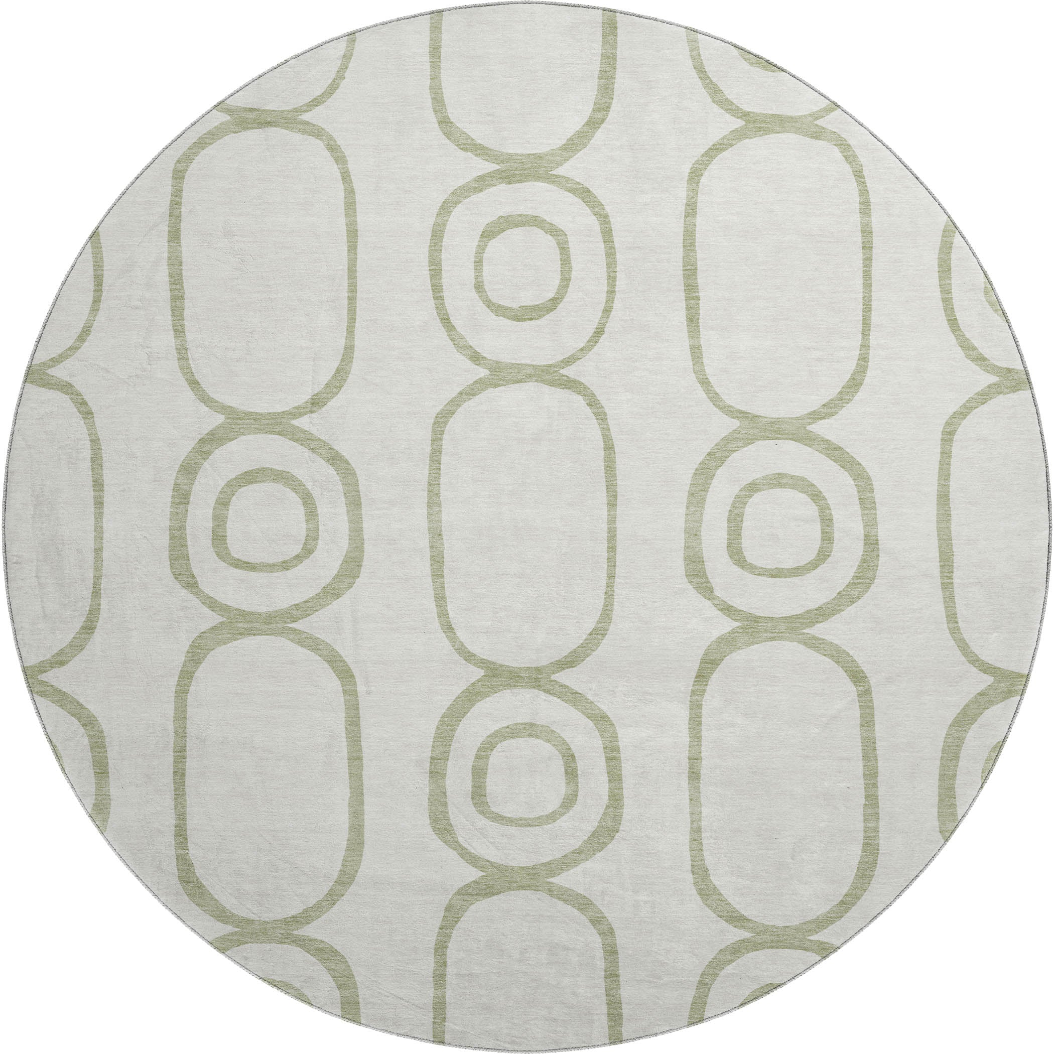 Mdina Machine Washable Transitional Aloe Green Rug 8' x 8' #shape_Round