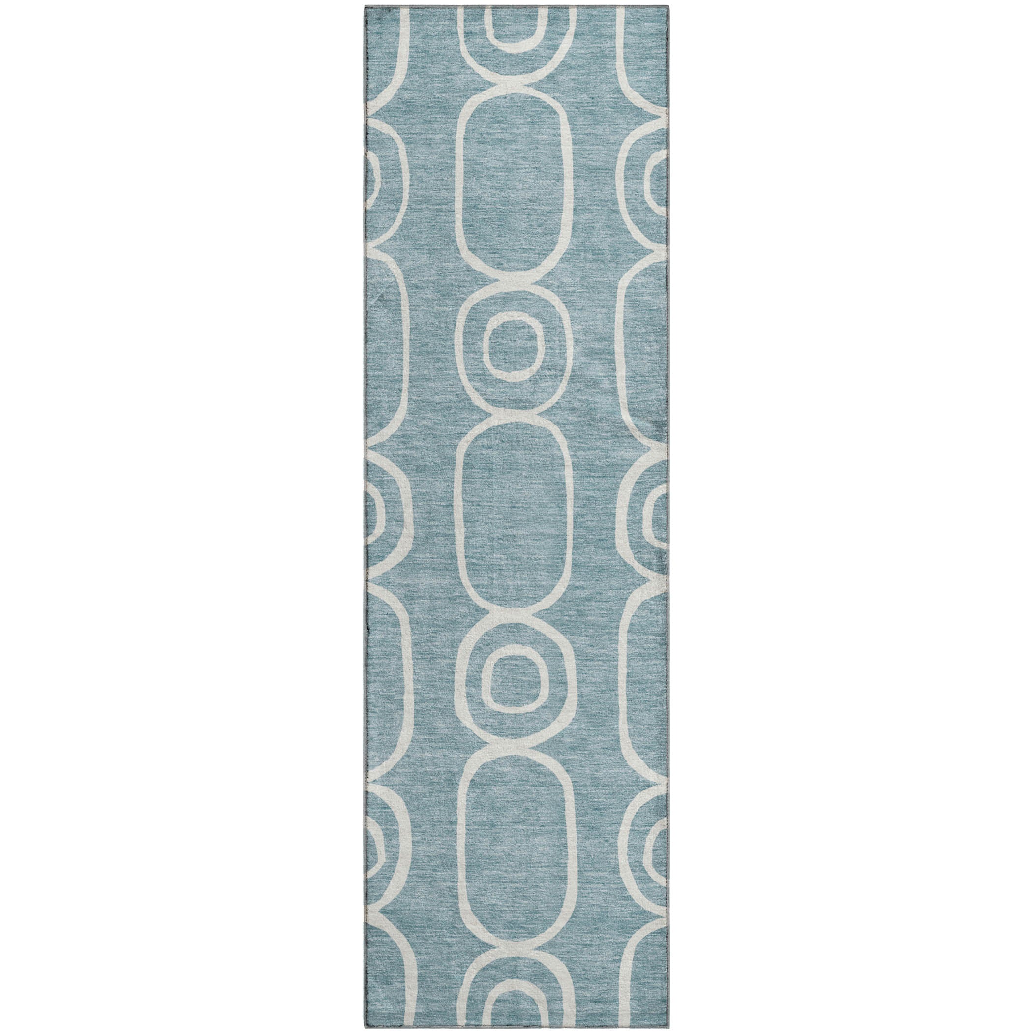 Mdina Machine Washable Transitional Aqua Teal Rug 2'3" x 7'6" #shape_Runner