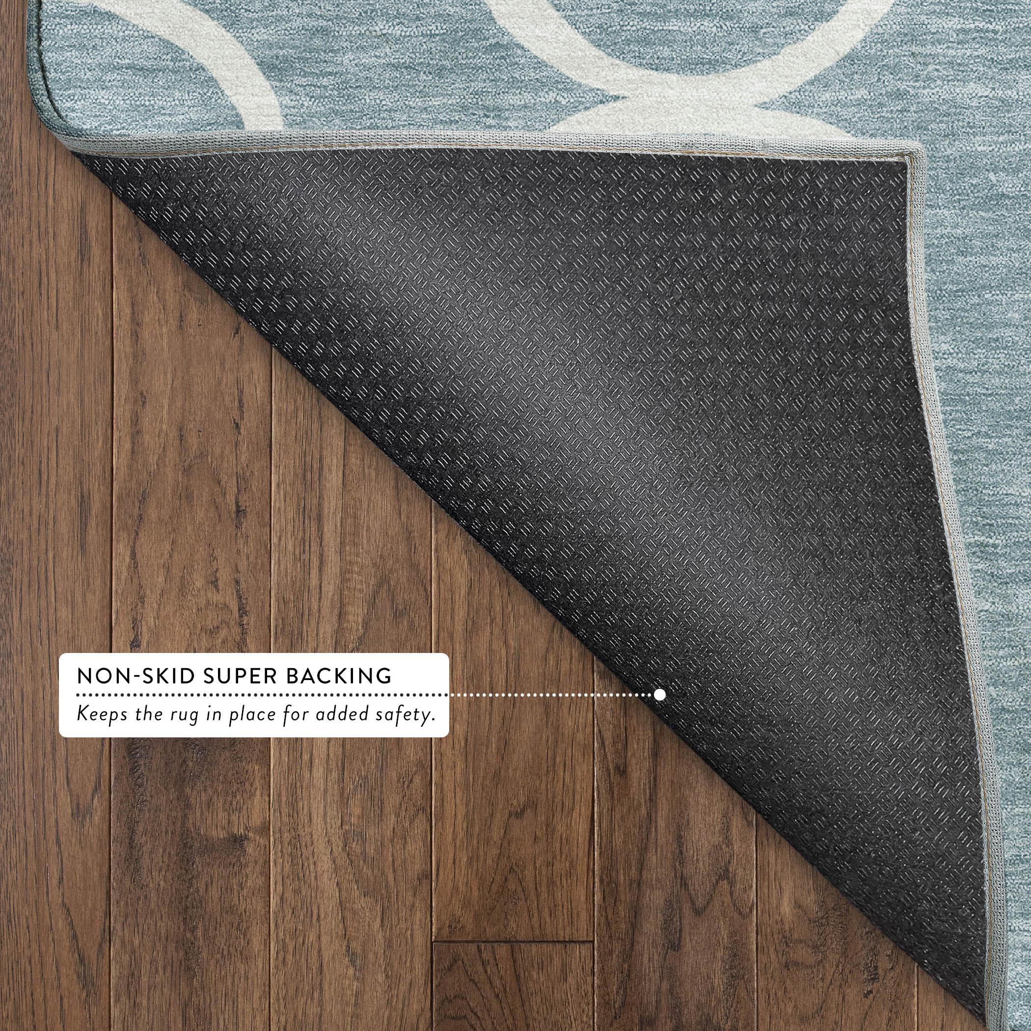 Mdina Machine Washable Transitional Aqua Teal Rug 1'8" x 2'6" #shape_Rectangle