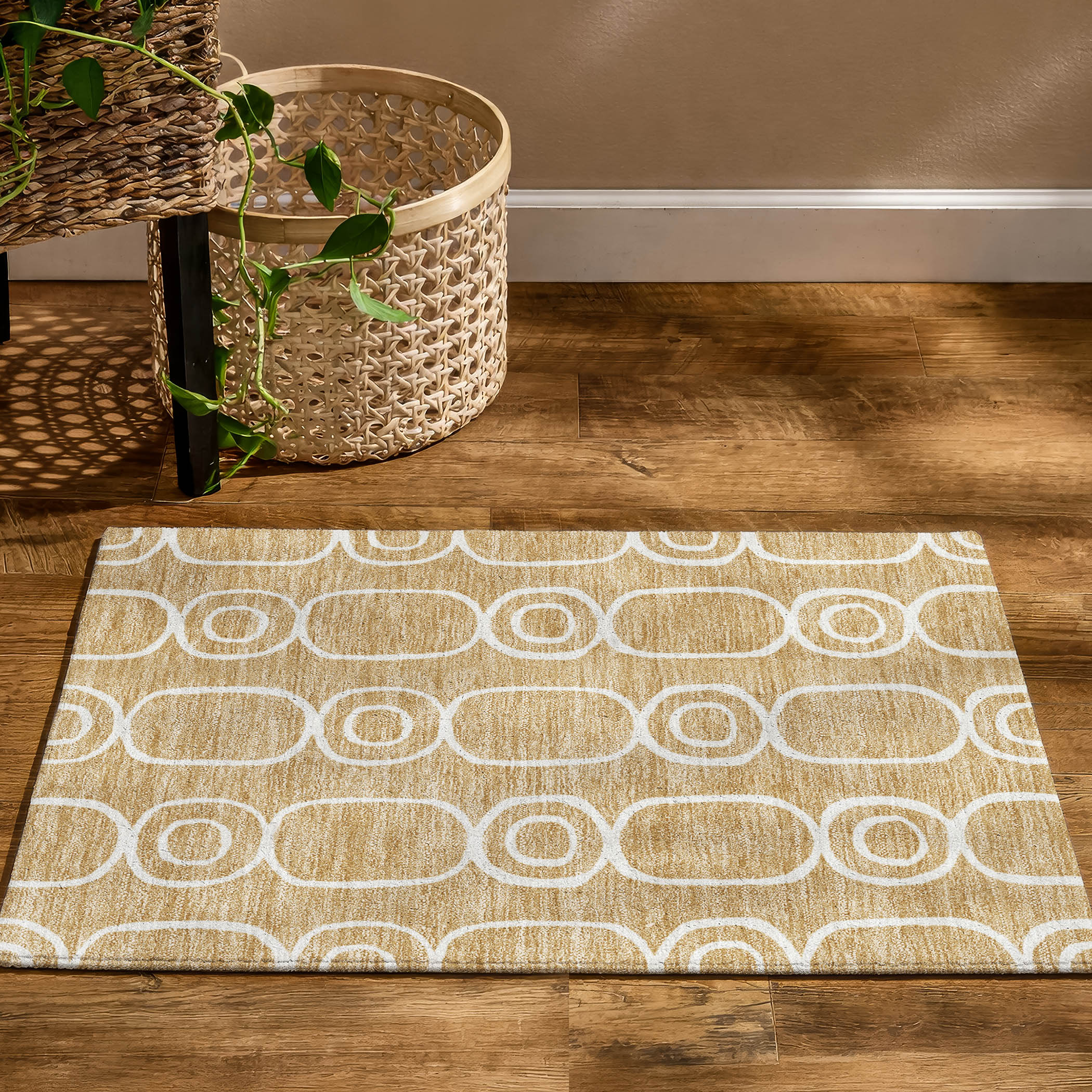 Mdina Machine Washable Transitional Gold Rug 1'8" x 2'6" #shape_Rectangle