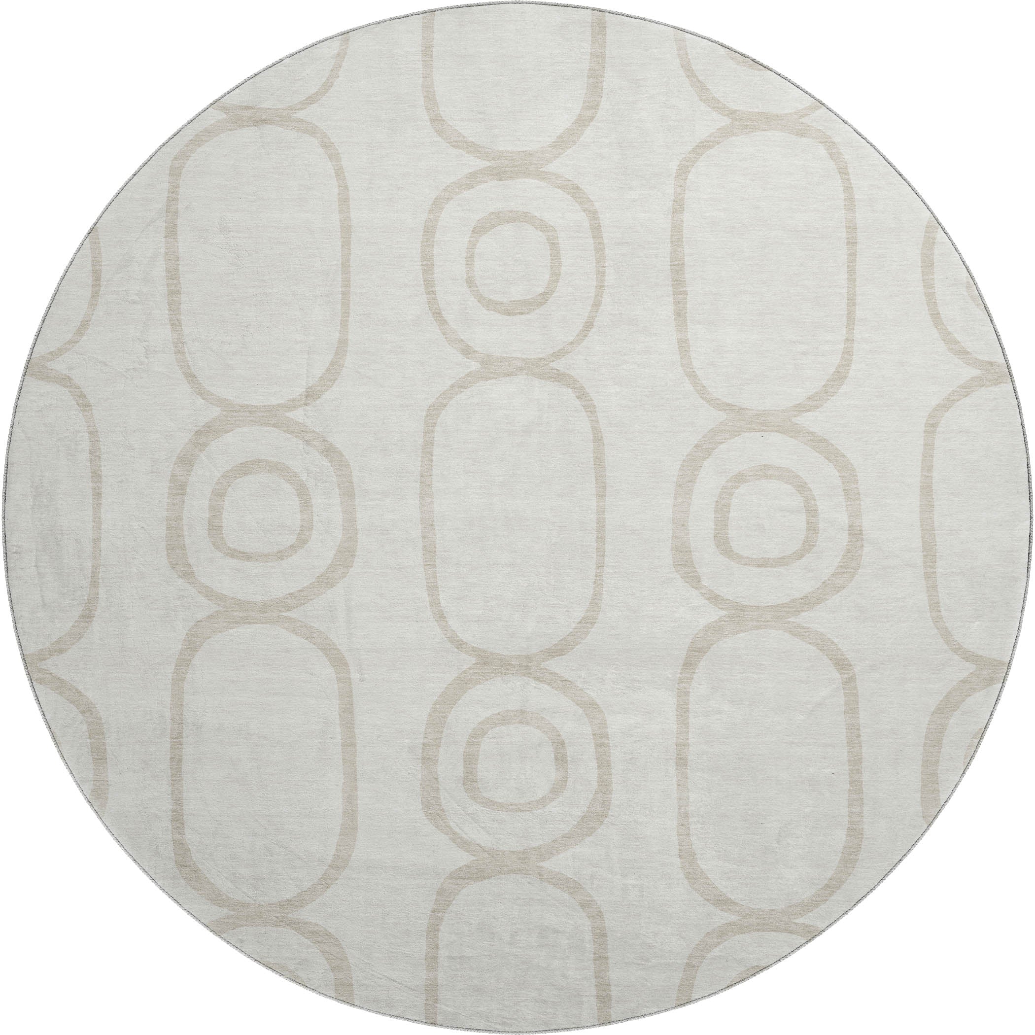 Mdina Machine Washable Transitional Ivory Rug 8' x 8' #shape_Round