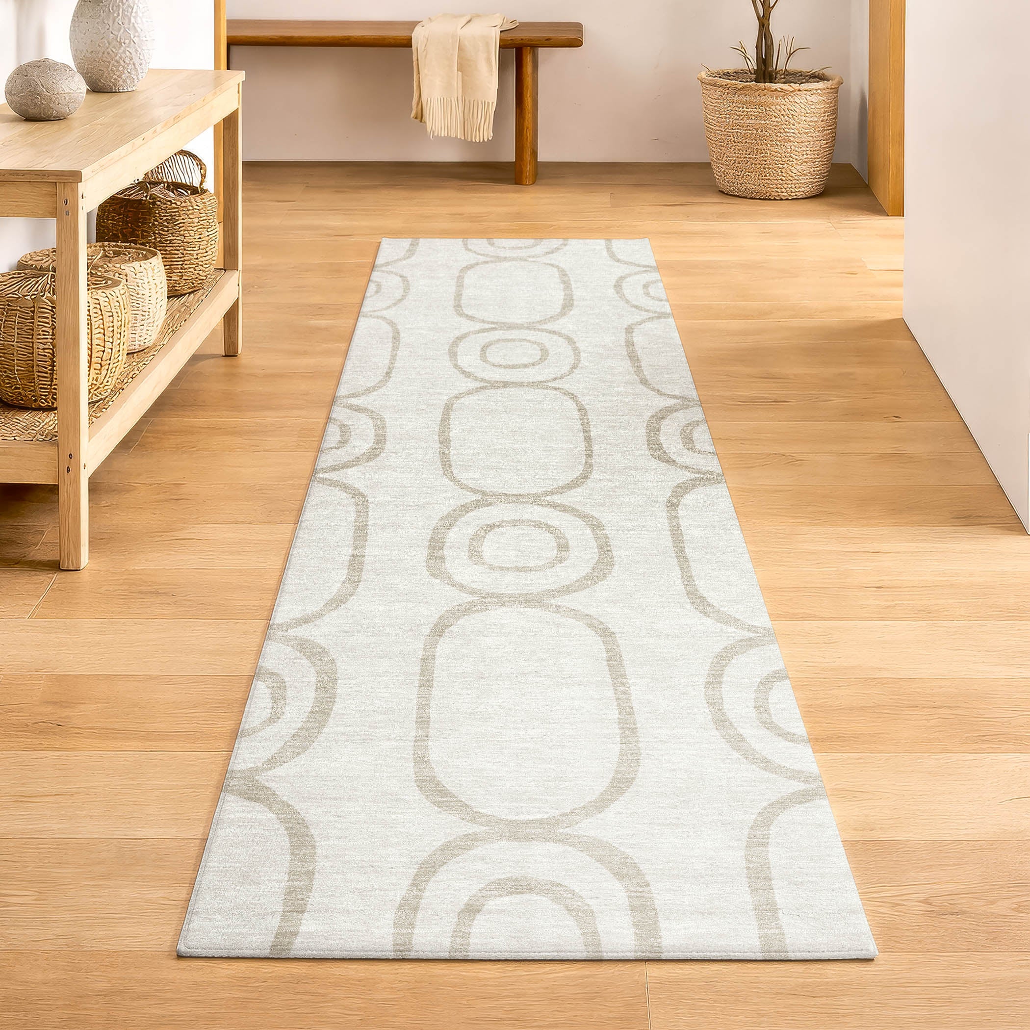 Mdina Machine Washable Transitional Ivory Rug 2'3" x 7'6" #shape_Runner