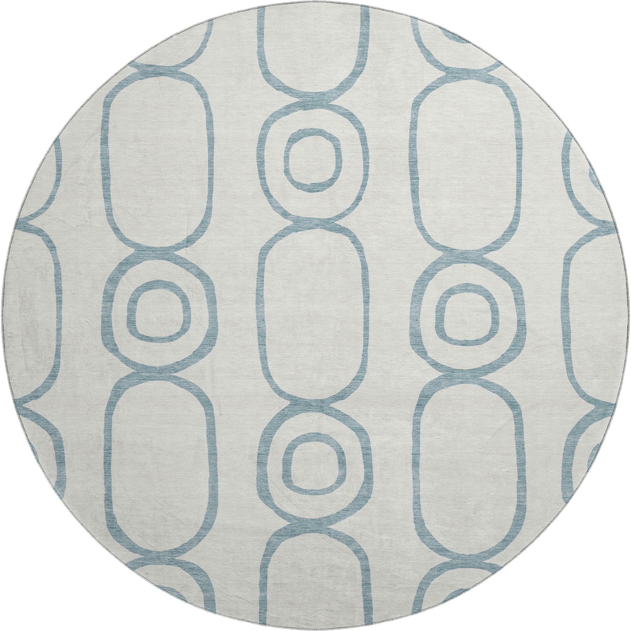 Mdina Machine Washable Transitional Teal Rug 8' x 8' #shape_Round