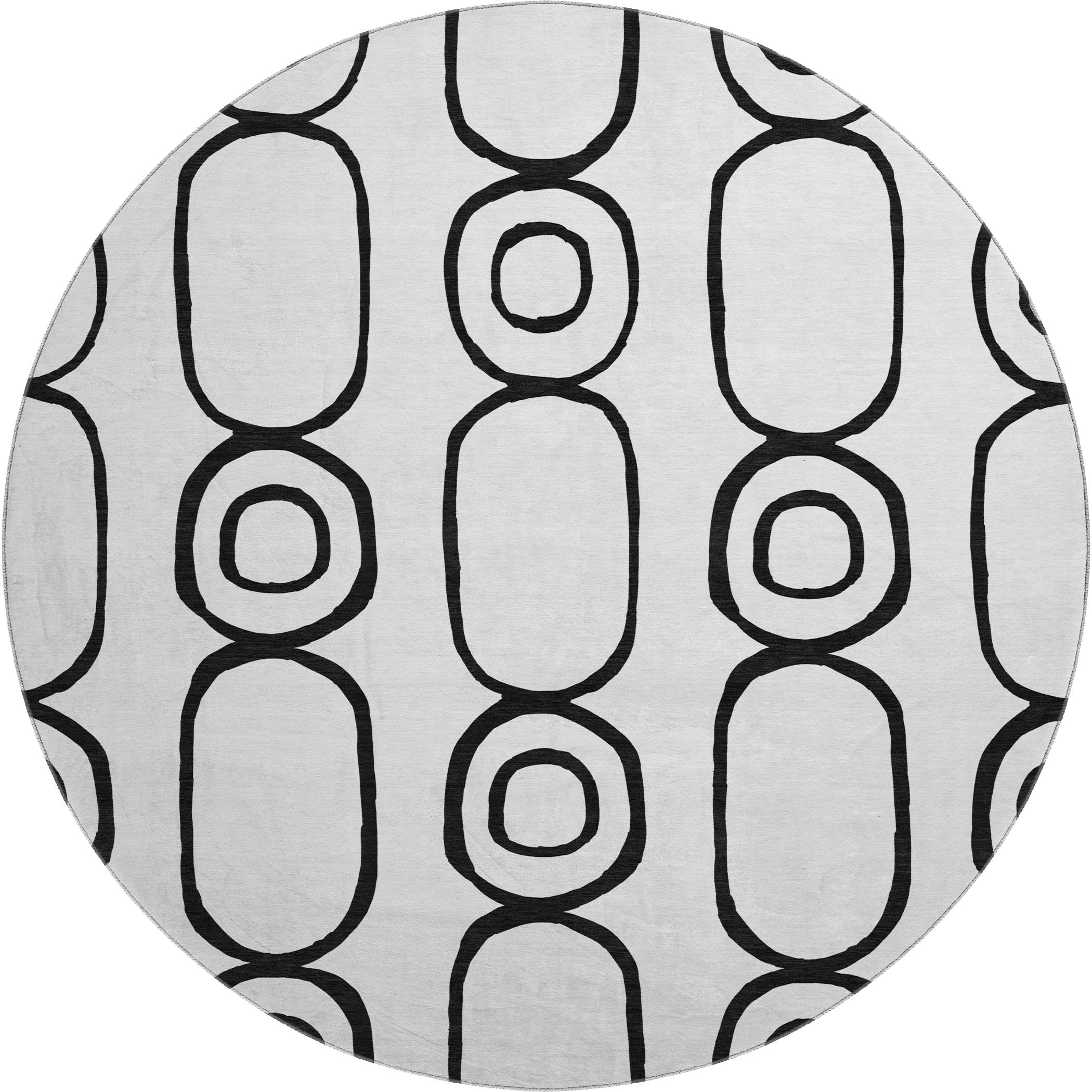 Mdina Machine Washable Transitional White Ivory Rug 8' x 8' #shape_Round