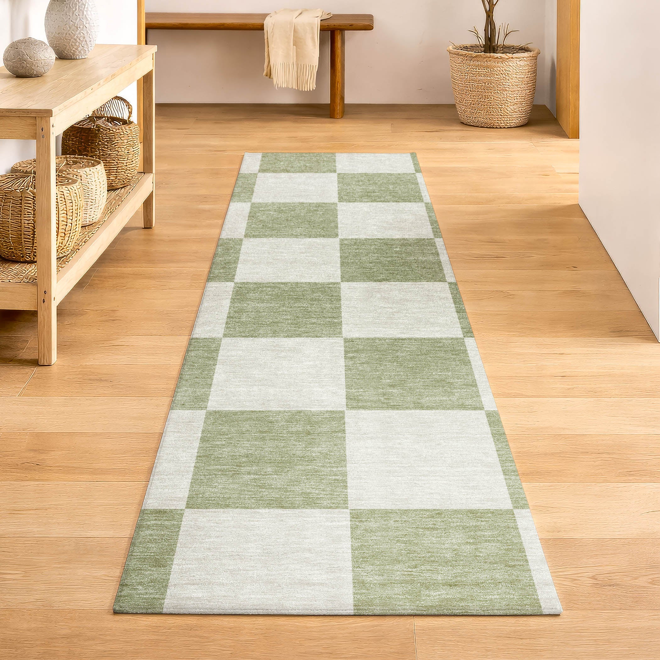 Budapest Machine Washable Transitional Aloe Green Rug 2'3" x 7'6" #shape_Runner