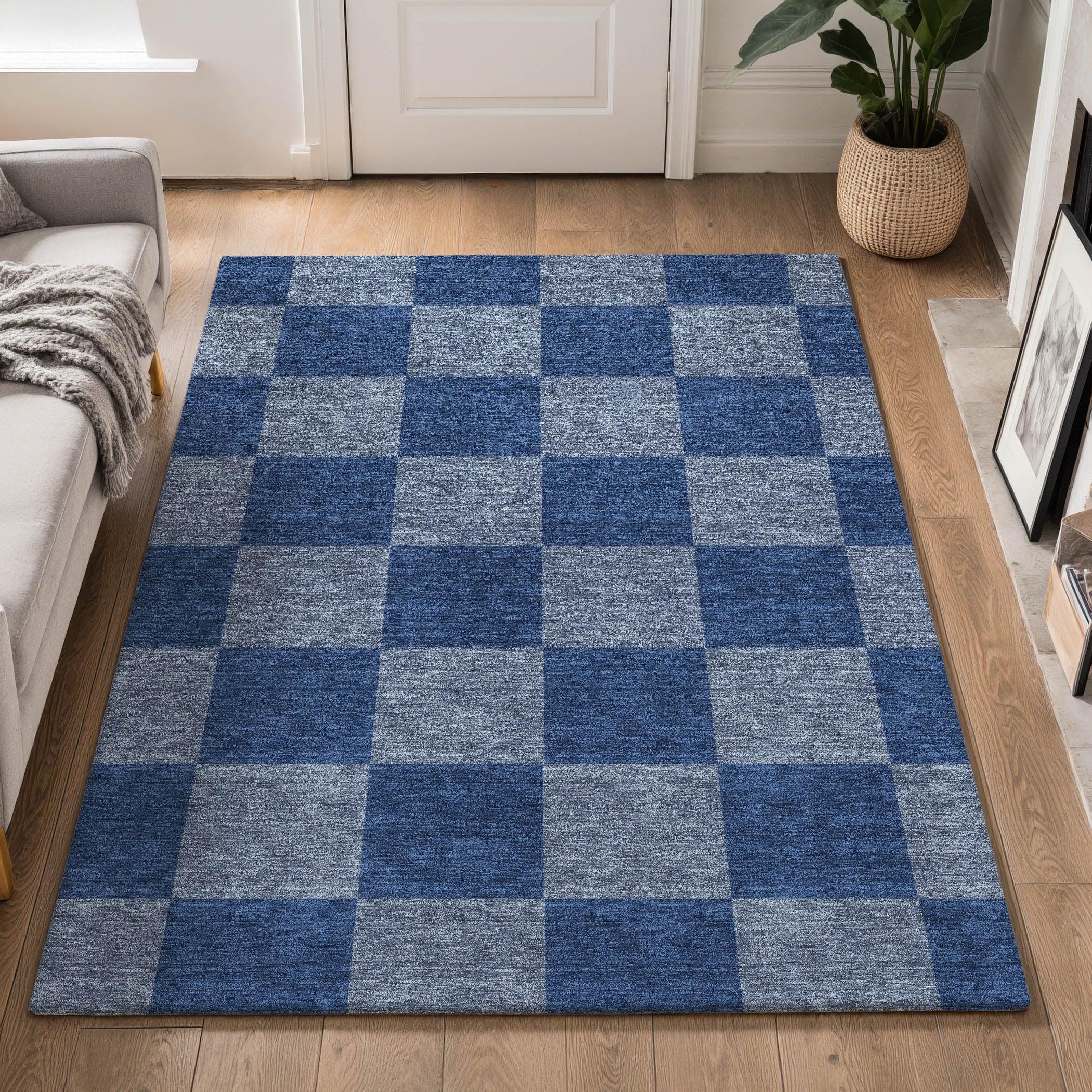 Budapest Machine Washable Transitional Blue Rug 3' x 5' #shape_Rectangle