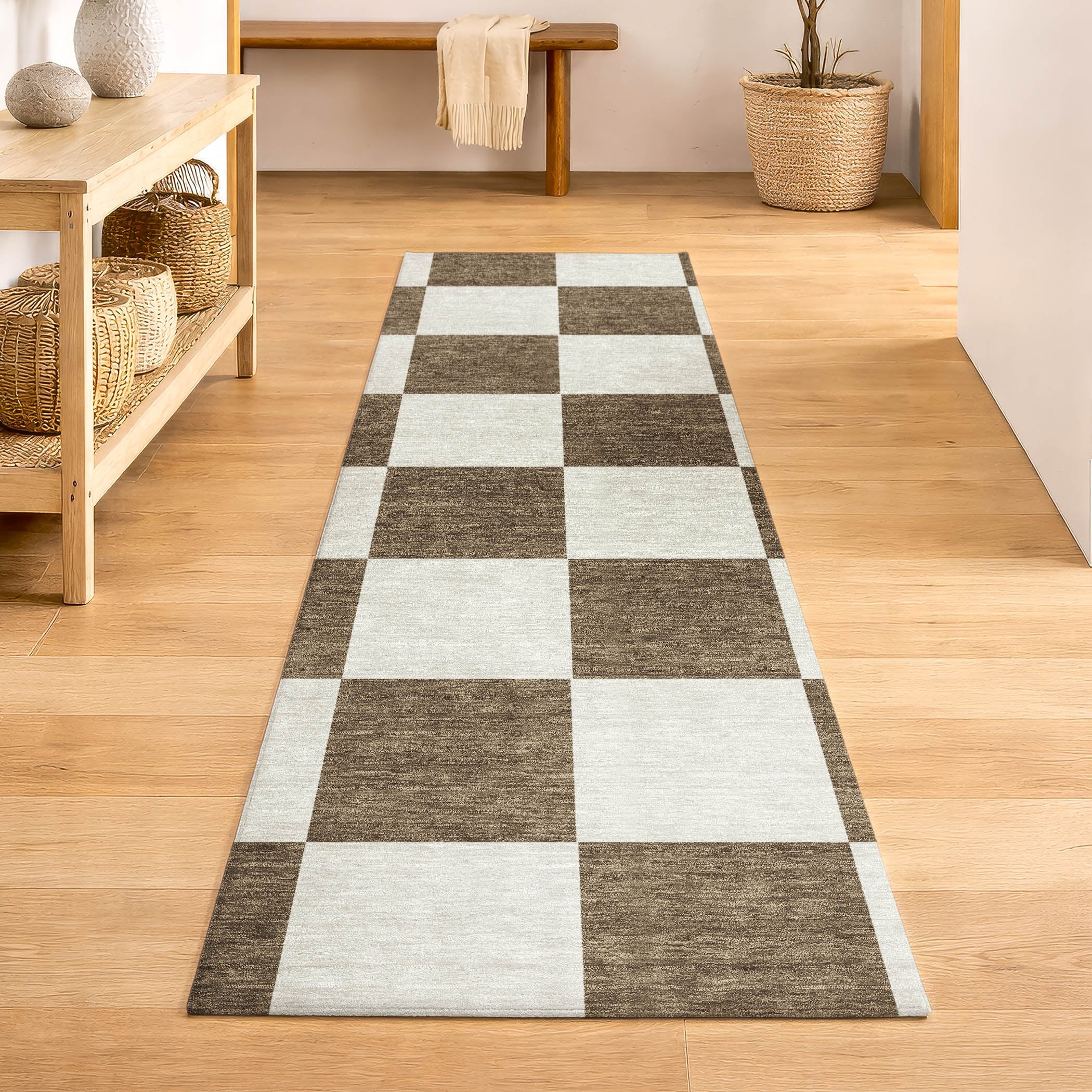 Budapest Machine Washable Transitional Chocolate Brown Rug 2'3" x 7'6" #shape_Runner