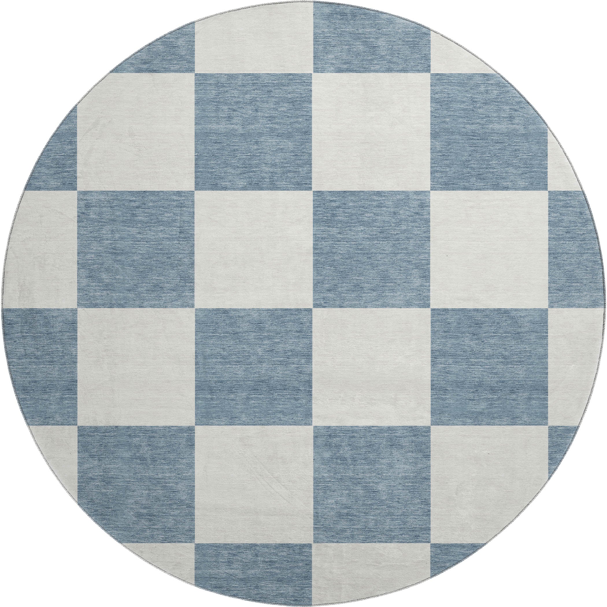 Budapest Machine Washable Transitional Denim Blue Rug 8' x 8' #shape_Round