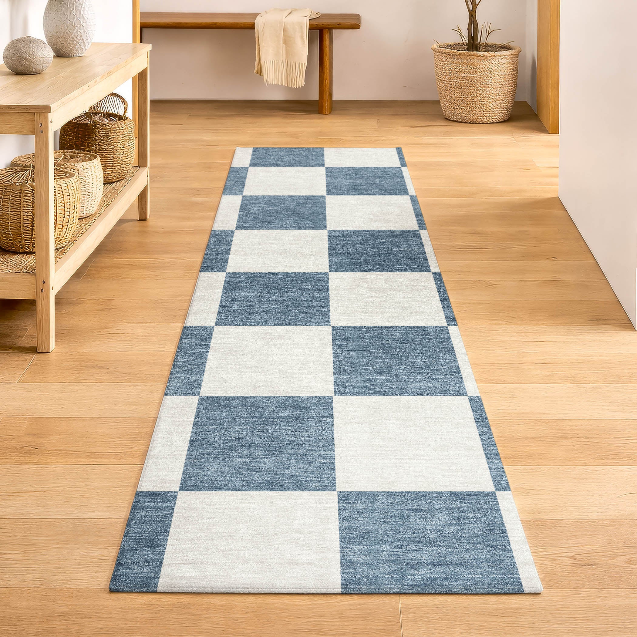 Budapest Machine Washable Transitional Denim Blue Rug 2'3" x 7'6" #shape_Runner