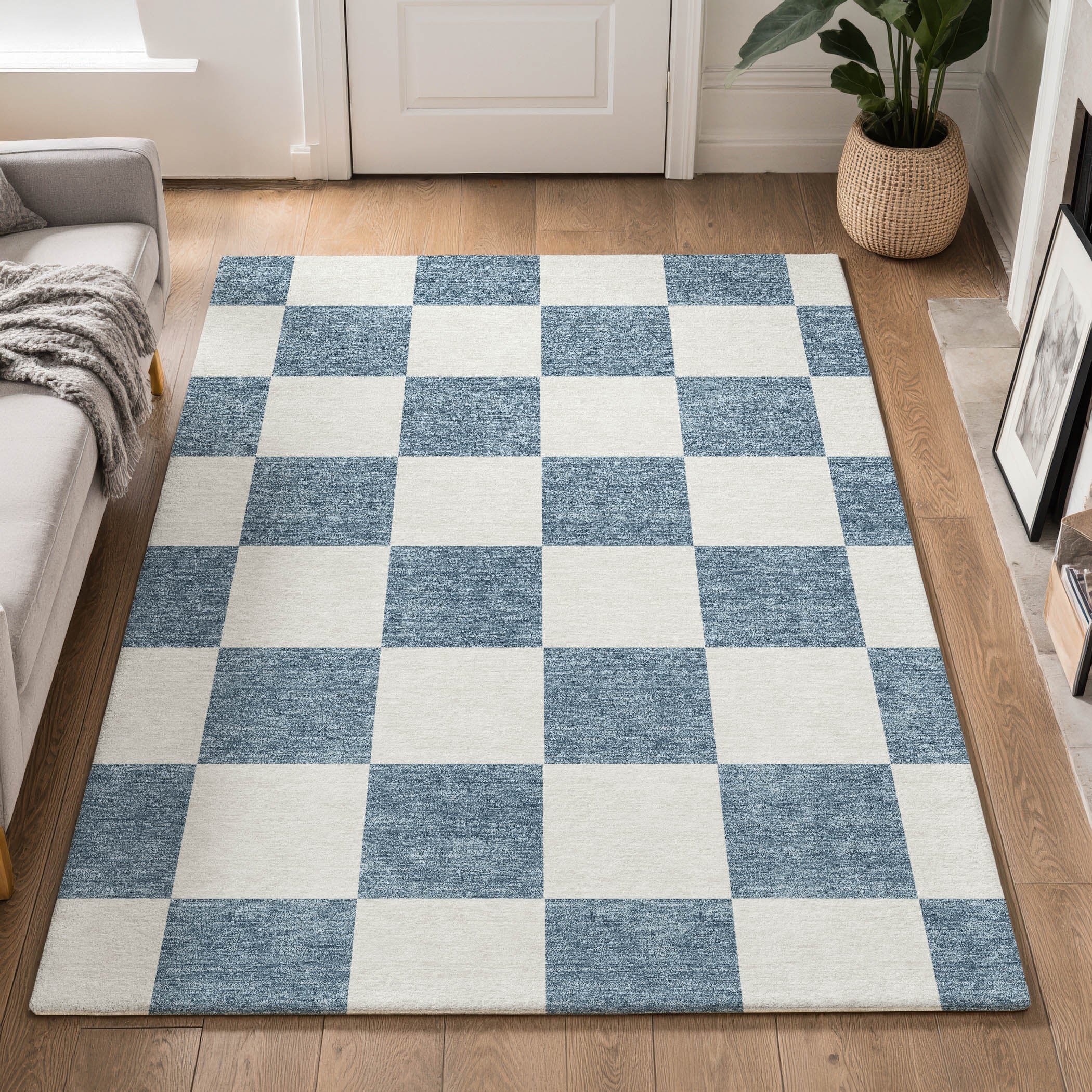 Budapest Machine Washable Transitional Denim Blue Rug 3' x 5' #shape_Rectangle