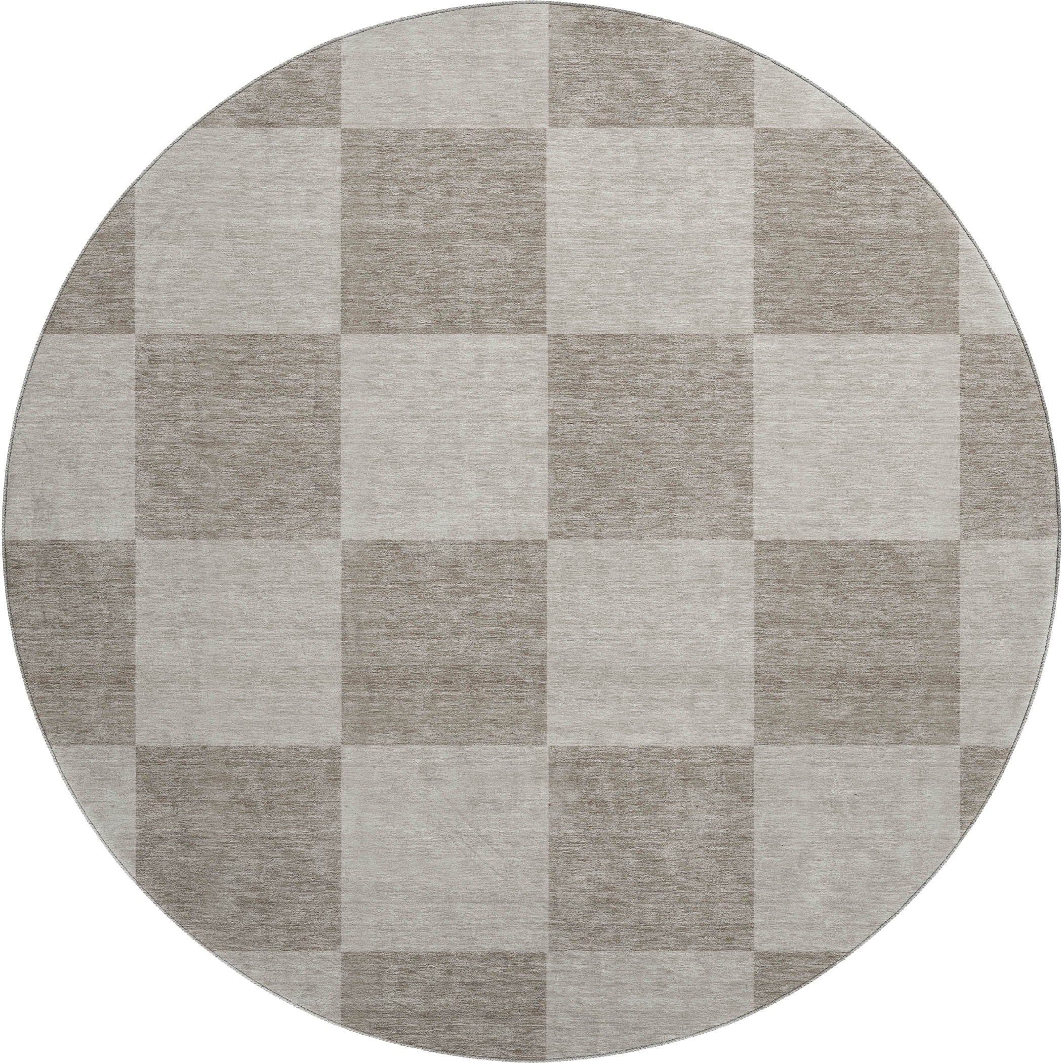 Budapest Machine Washable Transitional Khaki Brown Rug 8' x 8' #shape_Round