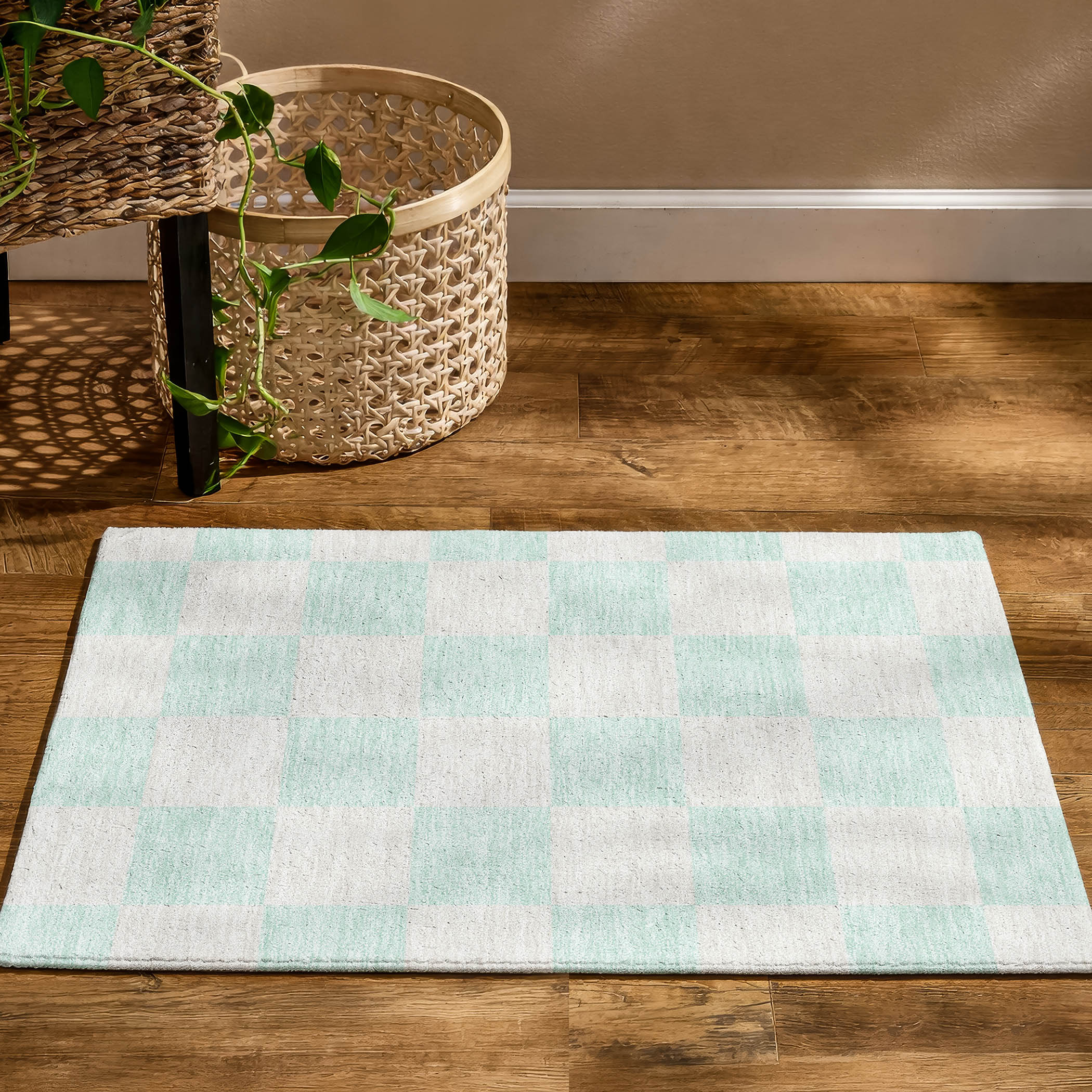 Budapest Machine Washable Transitional Mint Green Rug 1'8" x 2'6" #shape_Rectangle