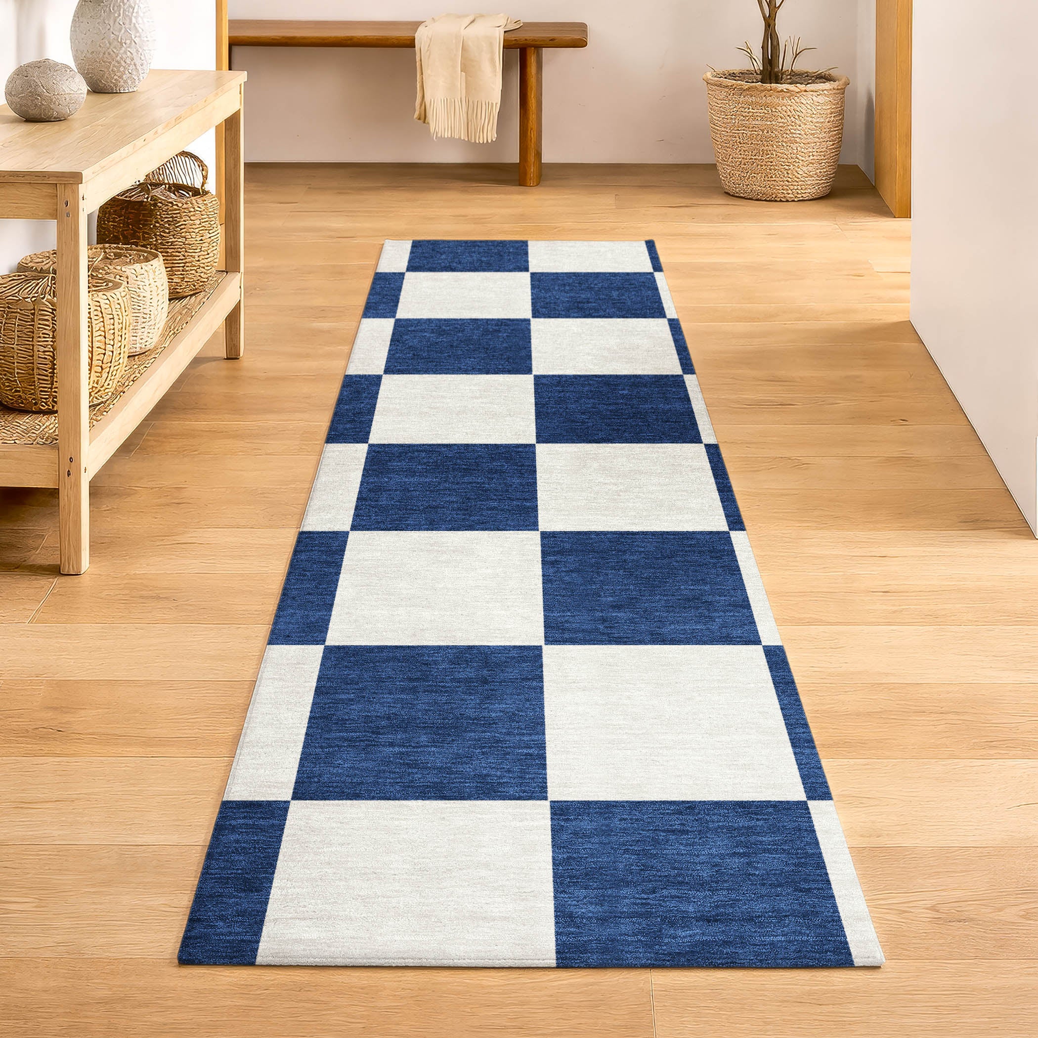 Budapest Machine Washable Transitional Navy Blue Rug 2'3" x 7'6" #shape_Runner