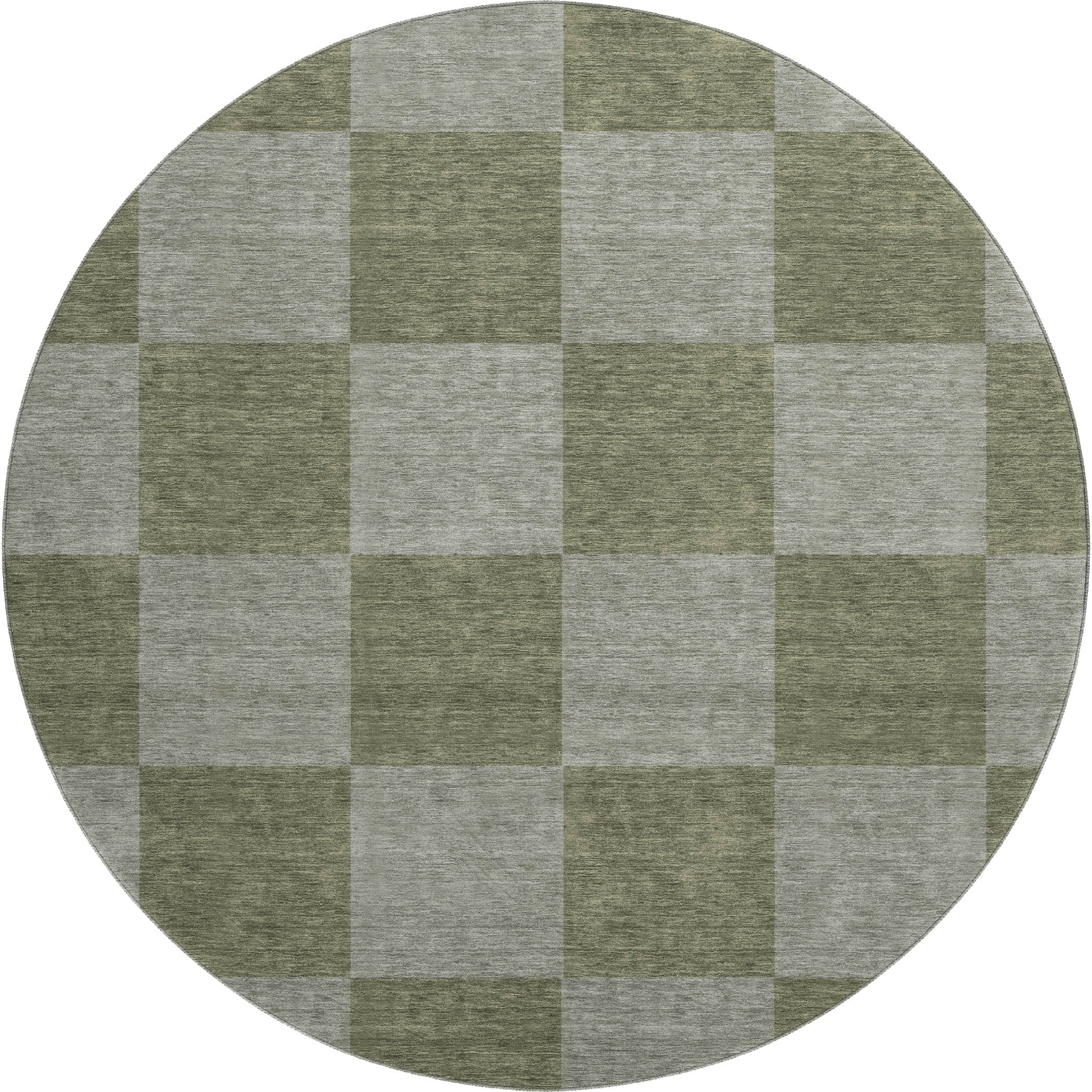 Budapest Machine Washable Transitional Olive Green Rug 8' x 8' #shape_Round