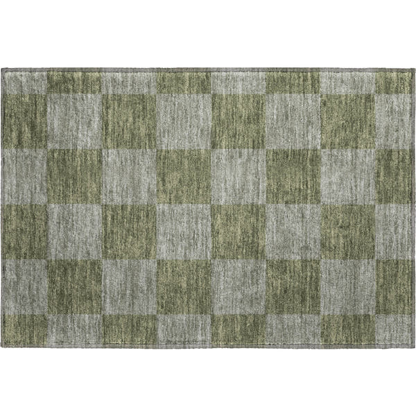 Budapest Machine Washable Transitional Olive Green Rug 1'8" x 2'6"