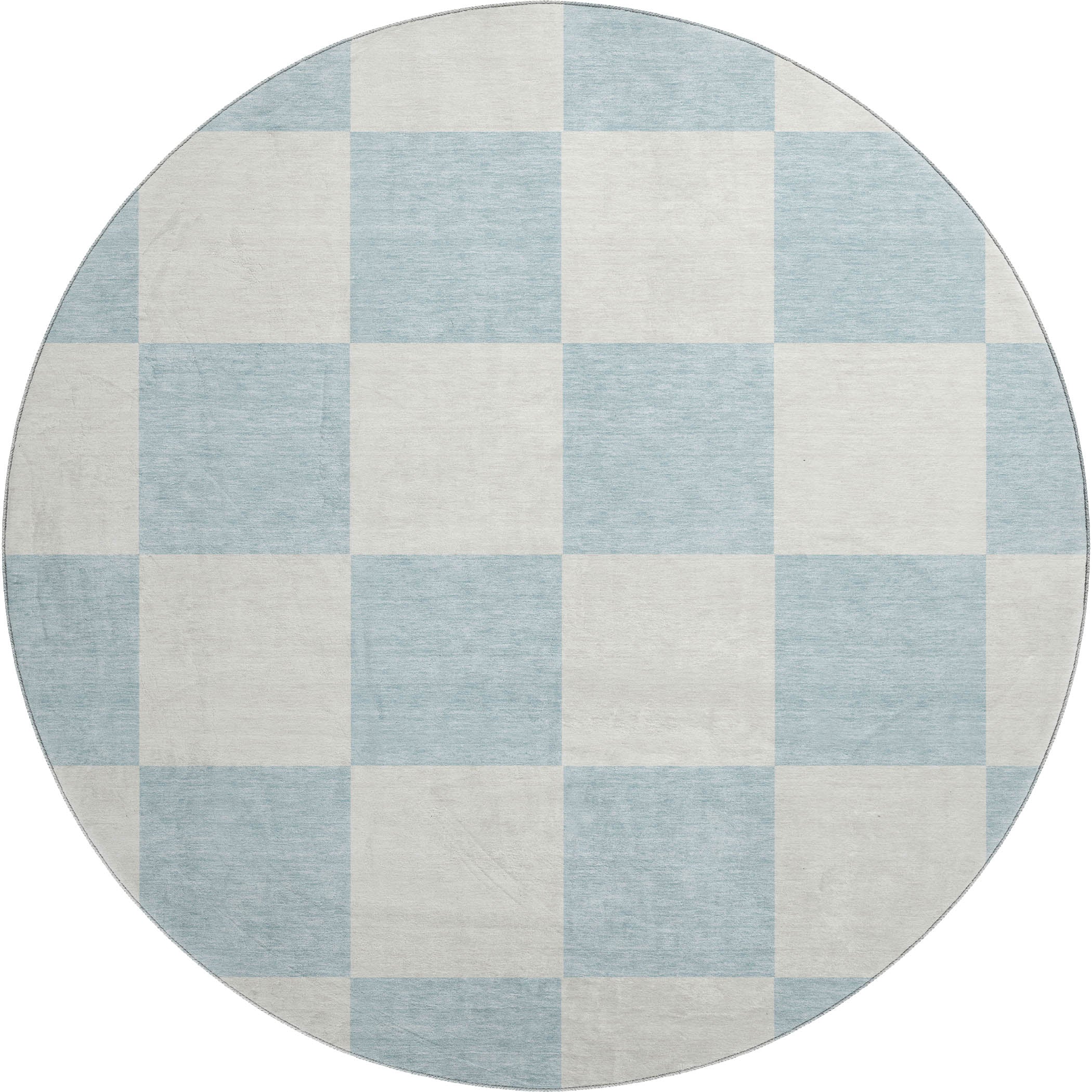 Budapest Machine Washable Transitional Sky Blue Rug 8' x 8' #shape_Round