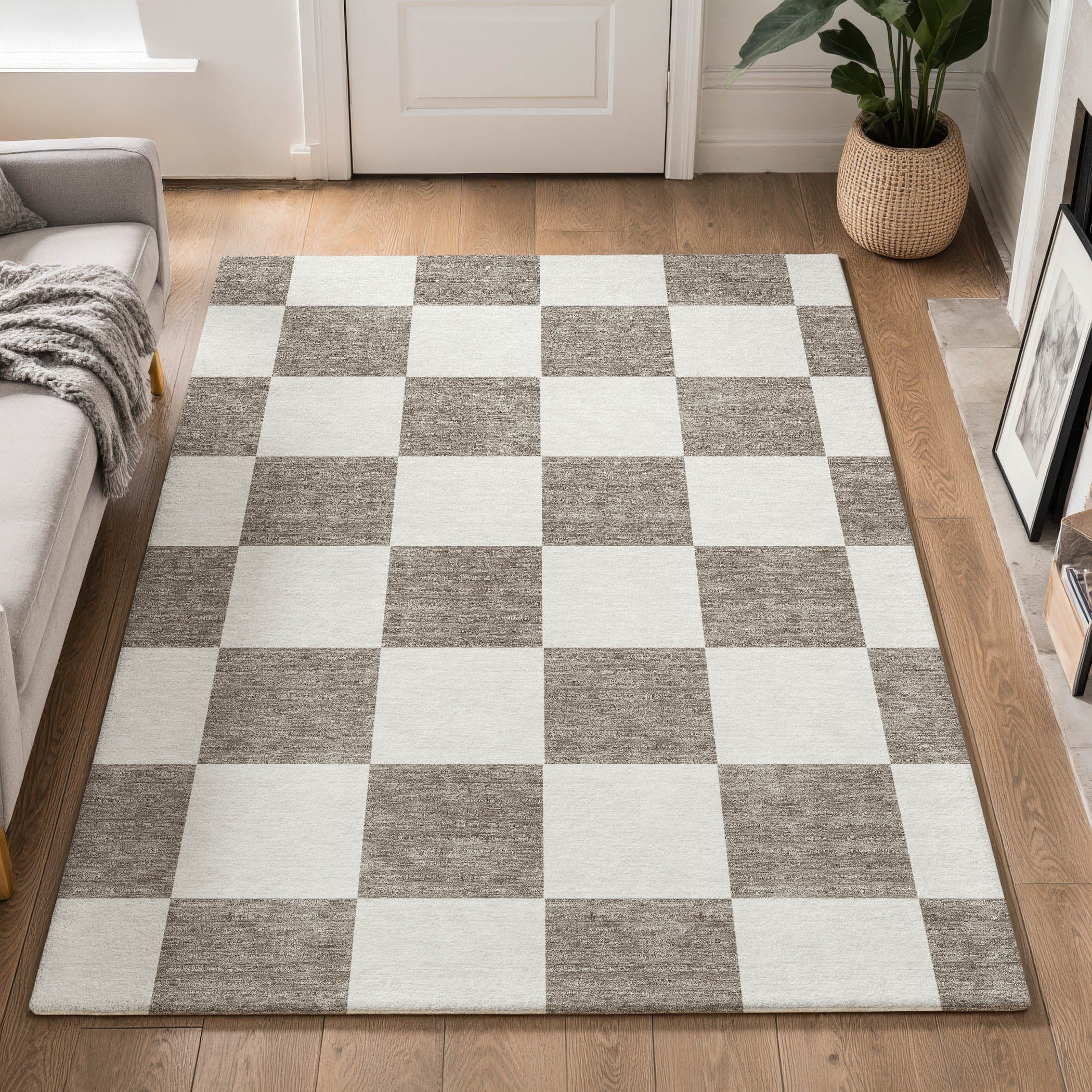 Budapest Machine Washable Transitional Taupe Brown Rug 3' x 5' #shape_Rectangle